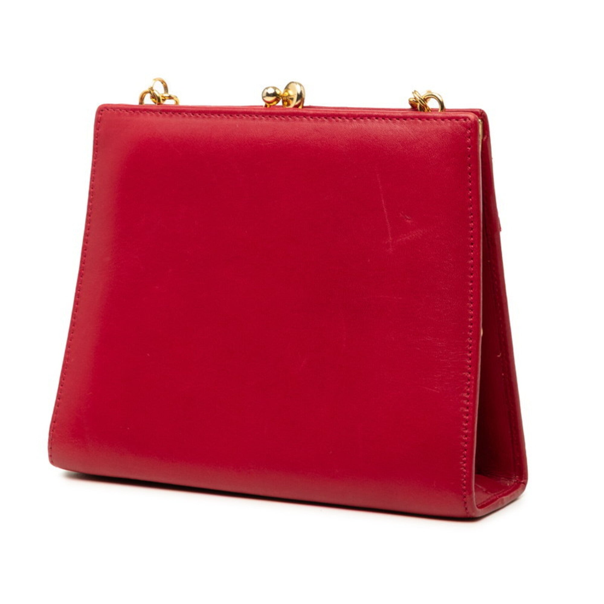 Salvatore Ferragamo Red Color Leather Shoulder Bag (Pre-Owned)