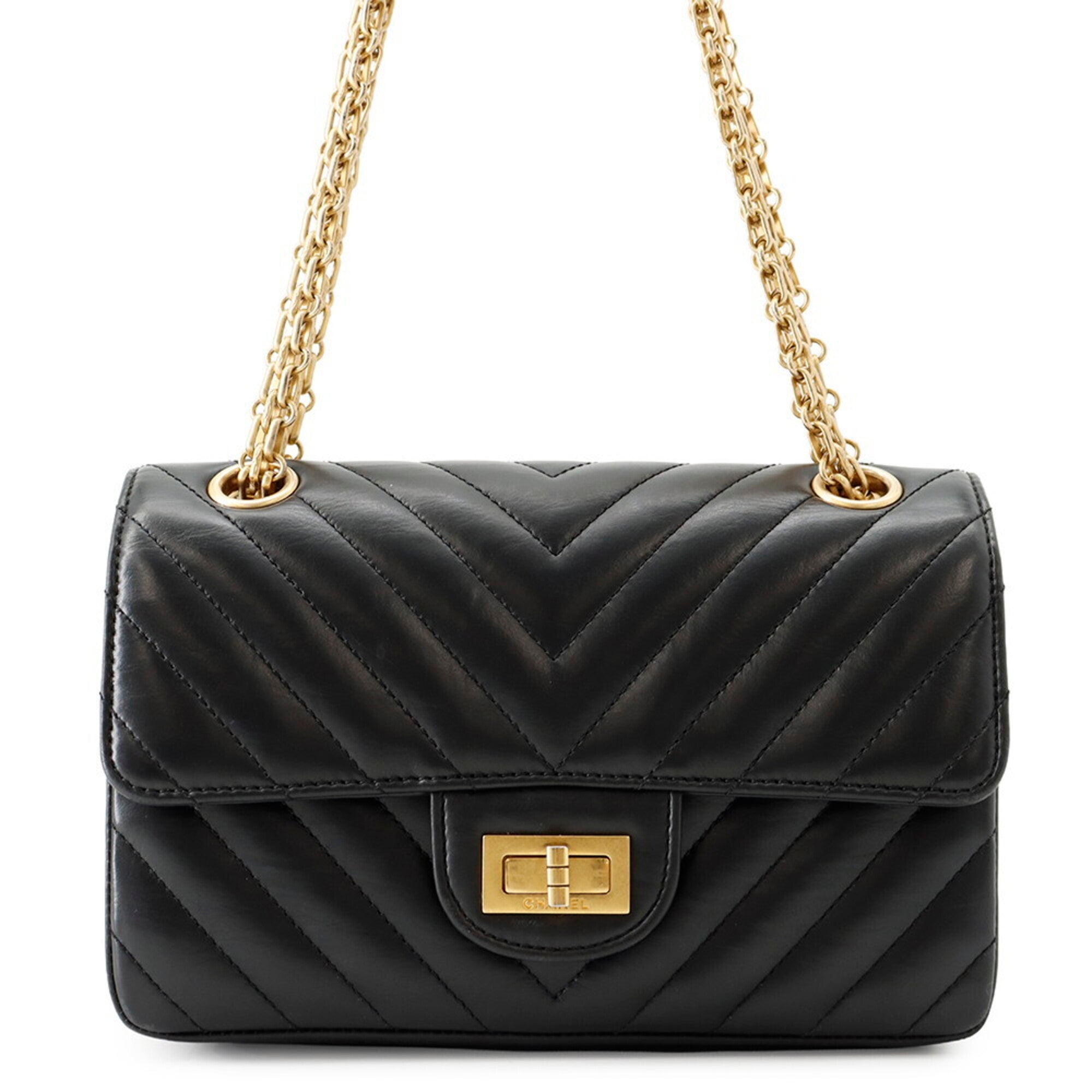Chanel 2.55 Black Handbag Shoulder Bag (Pre-Owned)