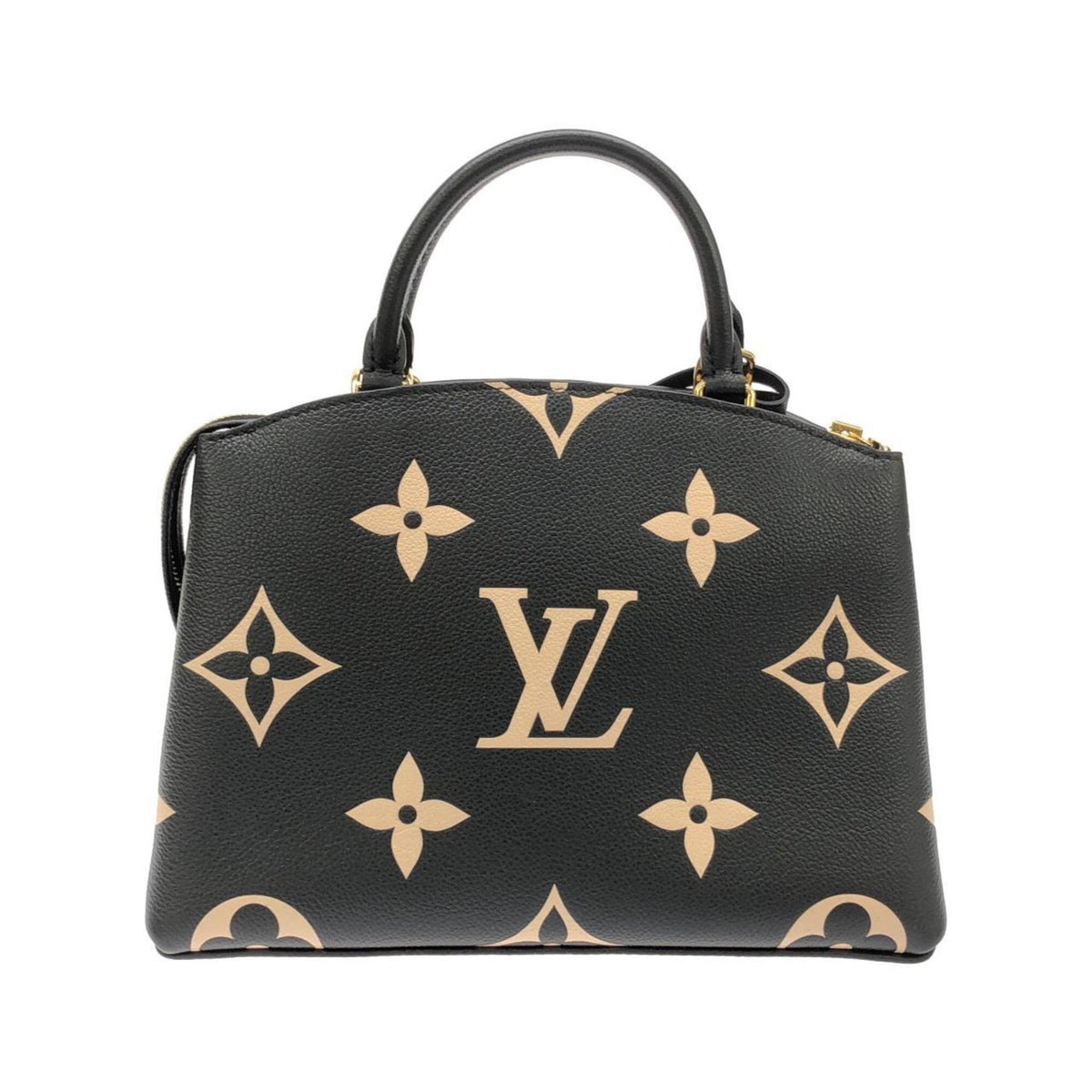 Louis Vuitton Beige Black Leather Handbag (Pre-Owned)