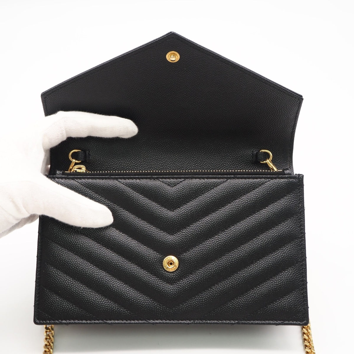 Yves Saint Laurent Black Chain/Shoulder Wallet (Pre-Owned)