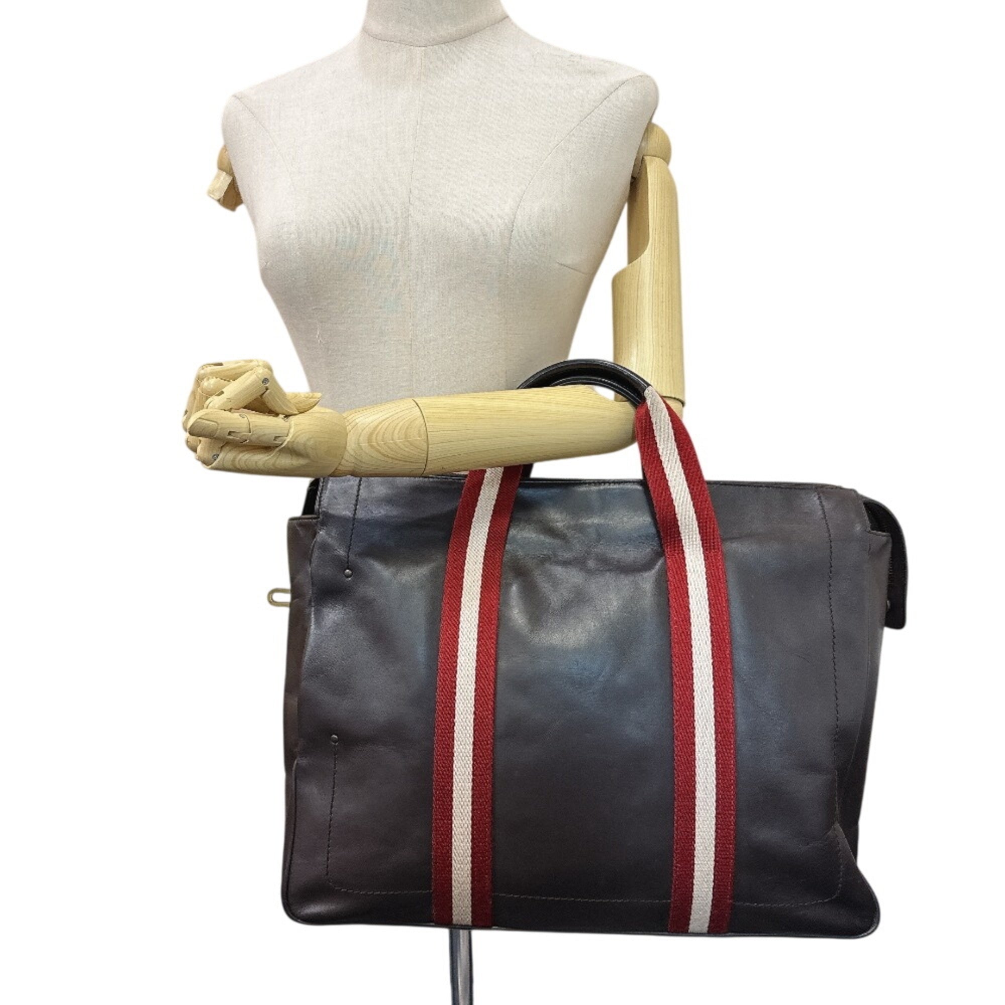 Bally Brown Leather Briefcase Handbag (Pre-Owned)