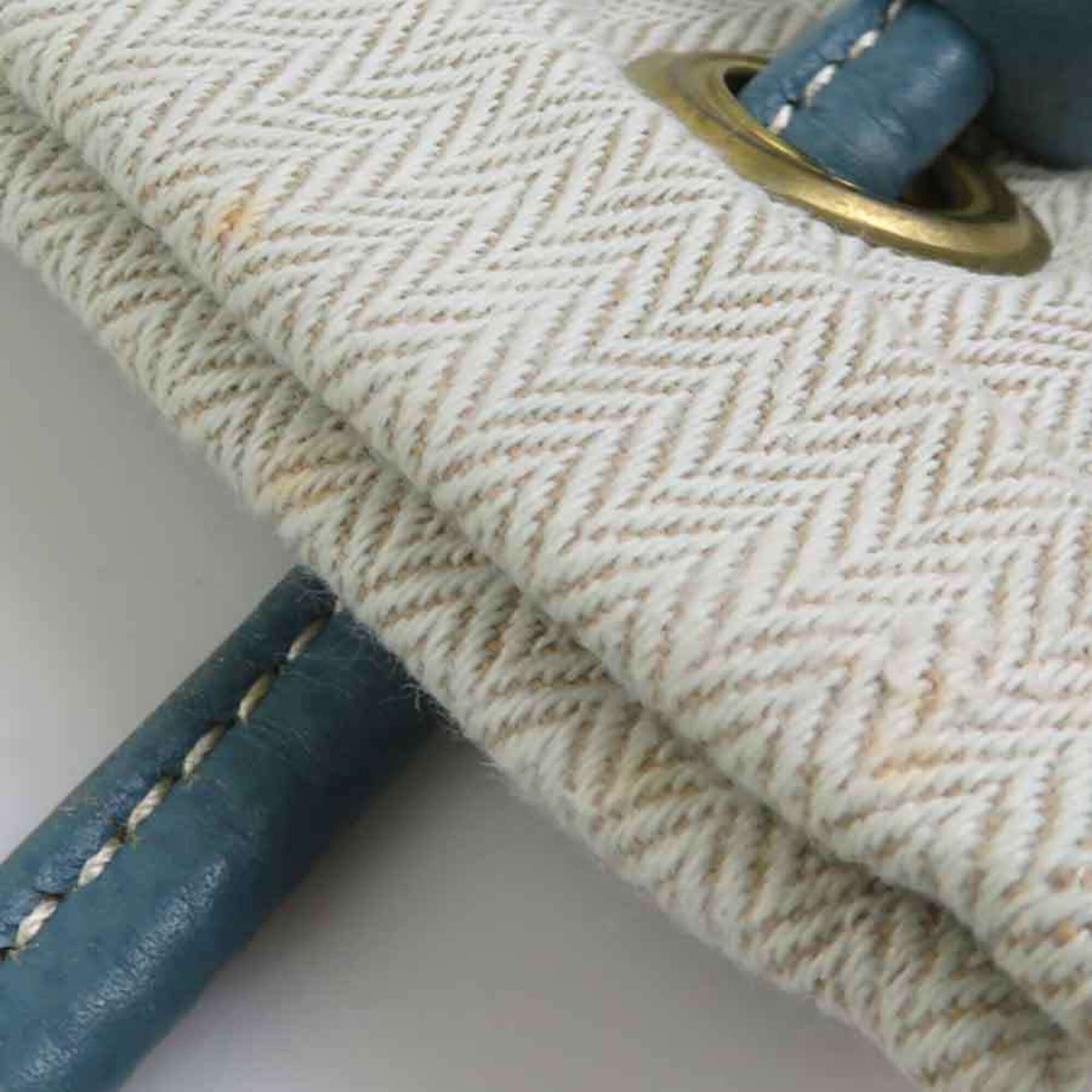 Hermes Blue Light Beige Cotton Leather Shoulder Bag (Pre-Owned)