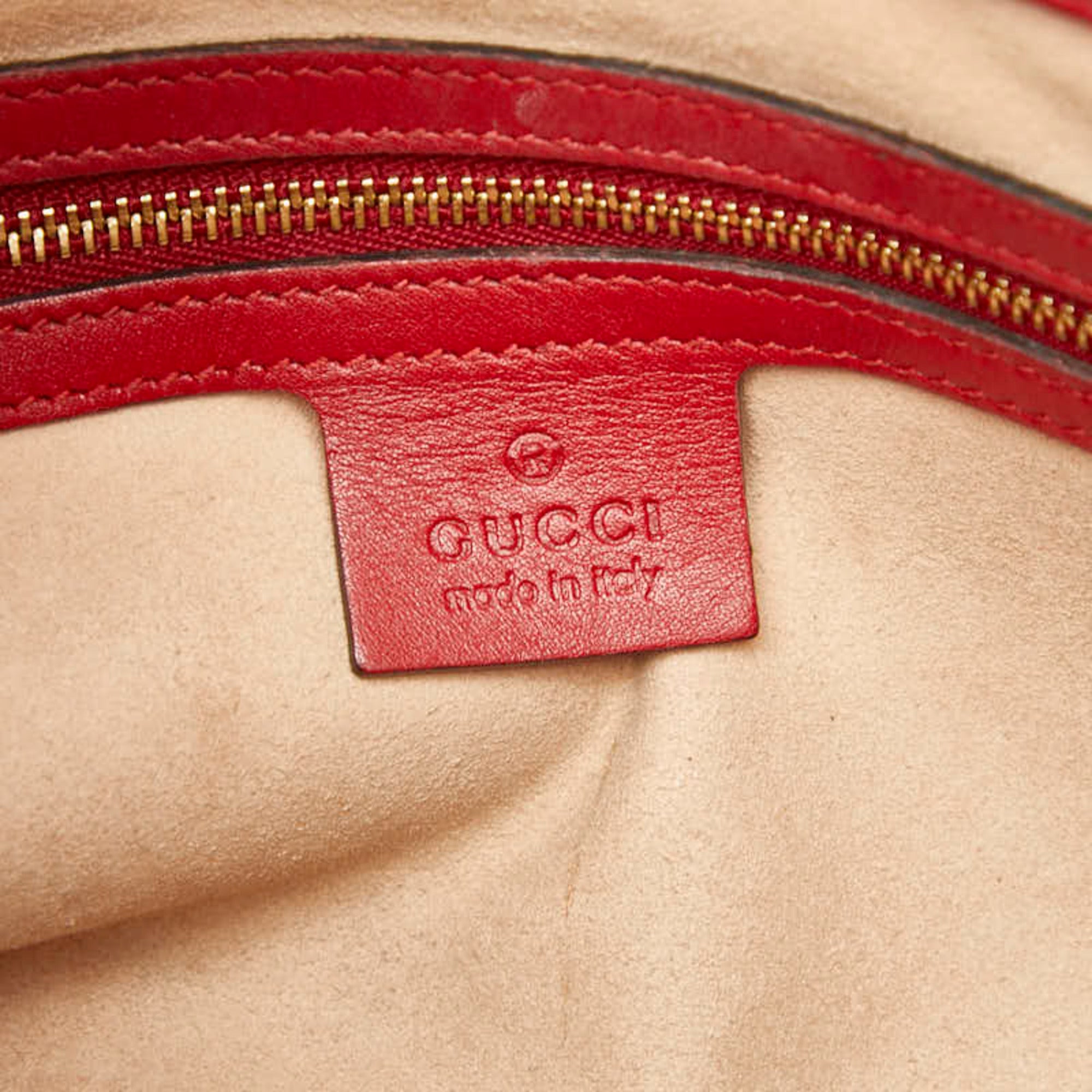 Gucci Red Color Leather Tote Bag (Pre-Owned)