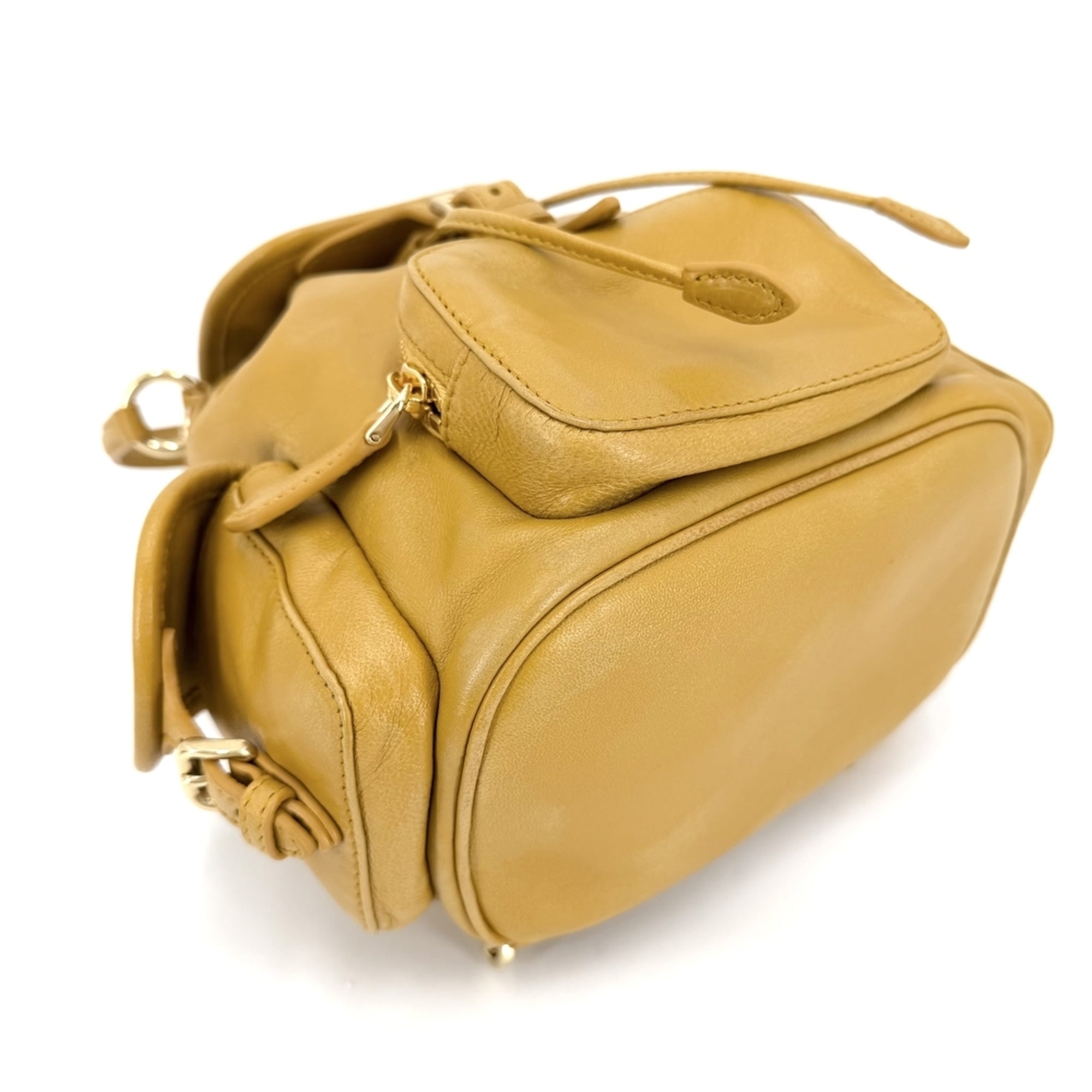 Miu Miu Yellow Leather Backpack Handbag (Pre-Owned)