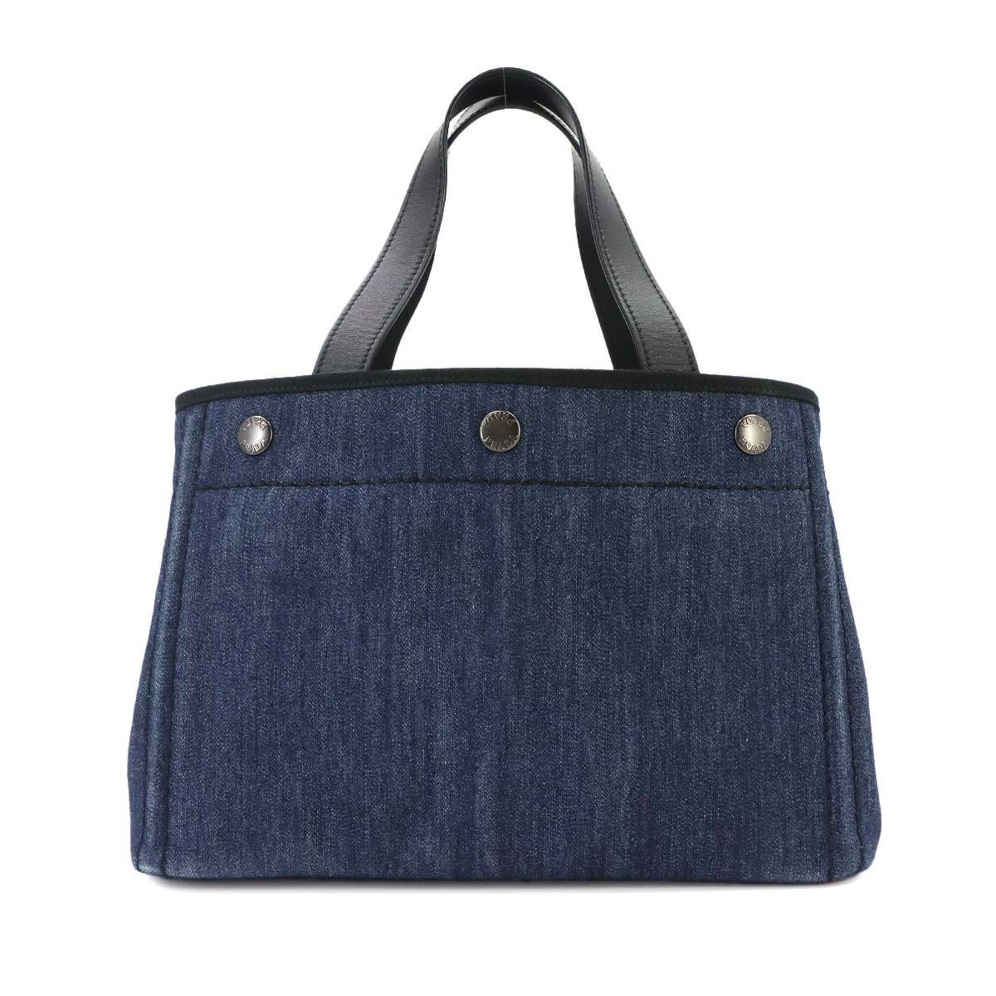 Prada Black Blue Denim Leather Handbag Shoulder Bag (Pre-Owned)