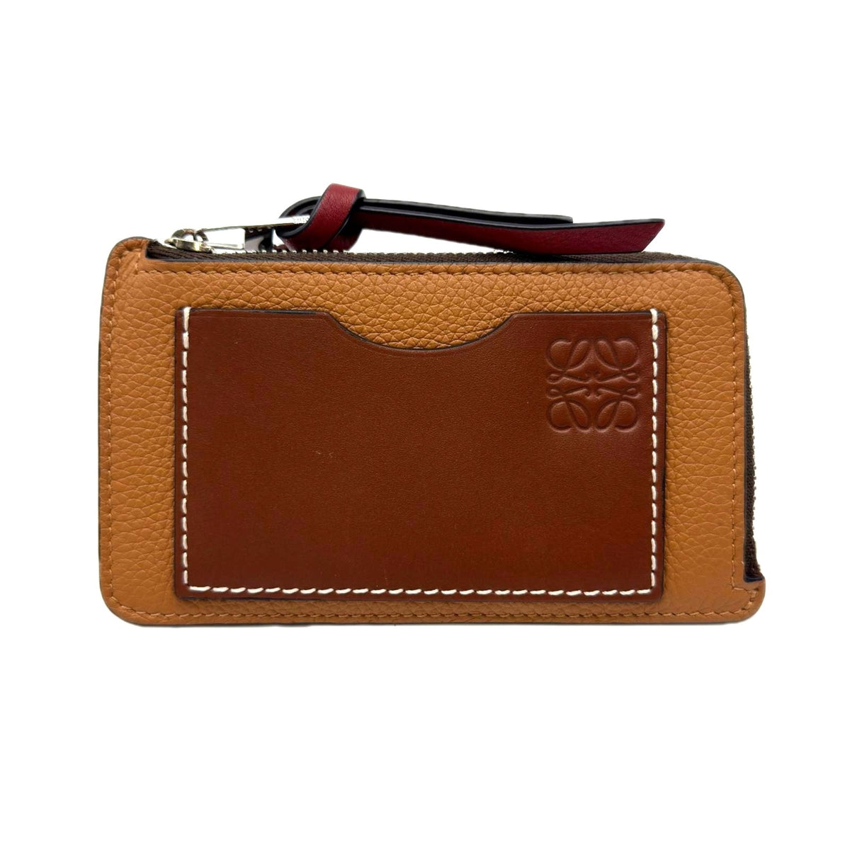 Loewe Brown Red Color Leather Coin Purse/Coin Case (Pre-Owned)