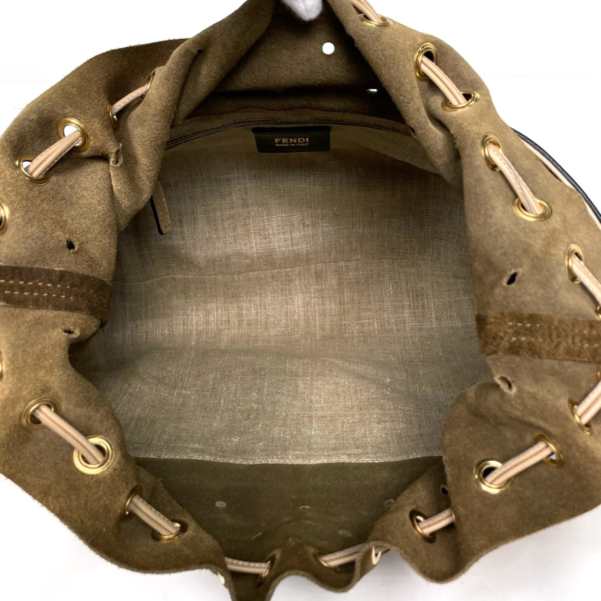 Fendi Brown Leather Suede Handbag (Pre-Owned)