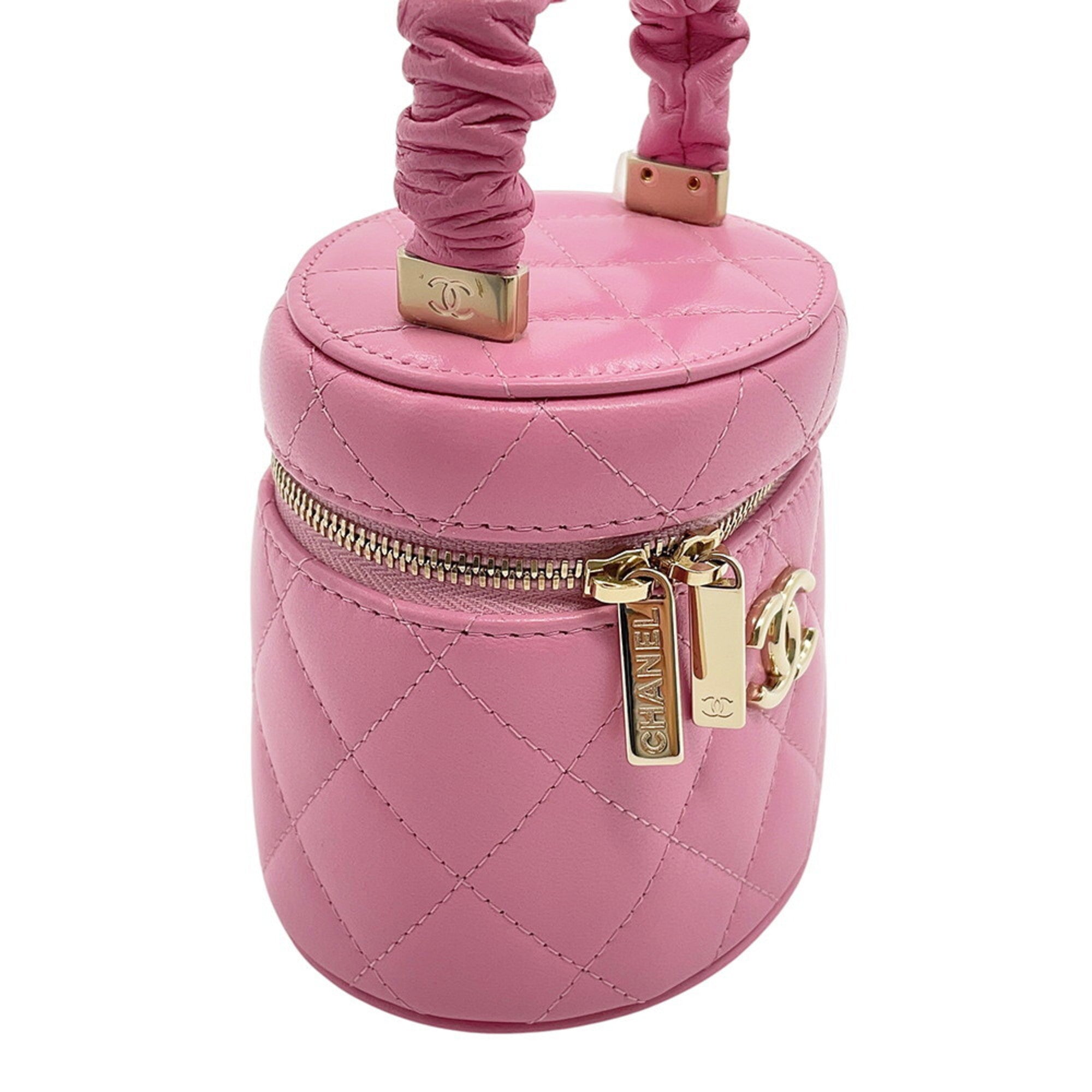 Chanel Pink Leather Handbag Pouch Vanity Bag (Pre-Owned)
