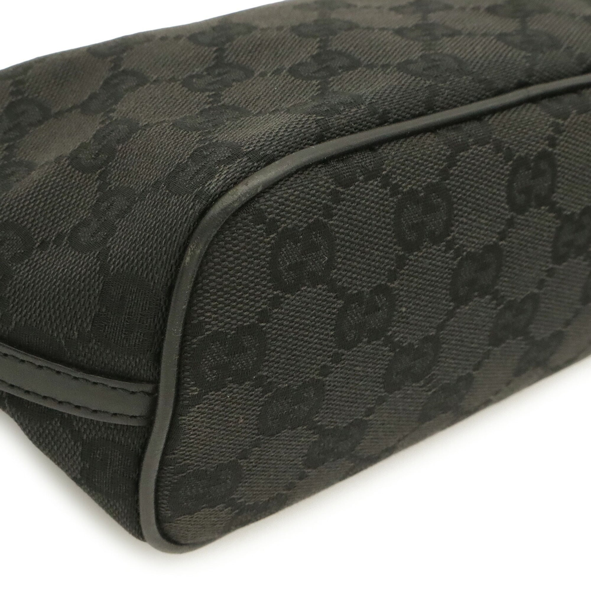 Gucci Black Canvas Leather Handbag Pouch (Pre-Owned)