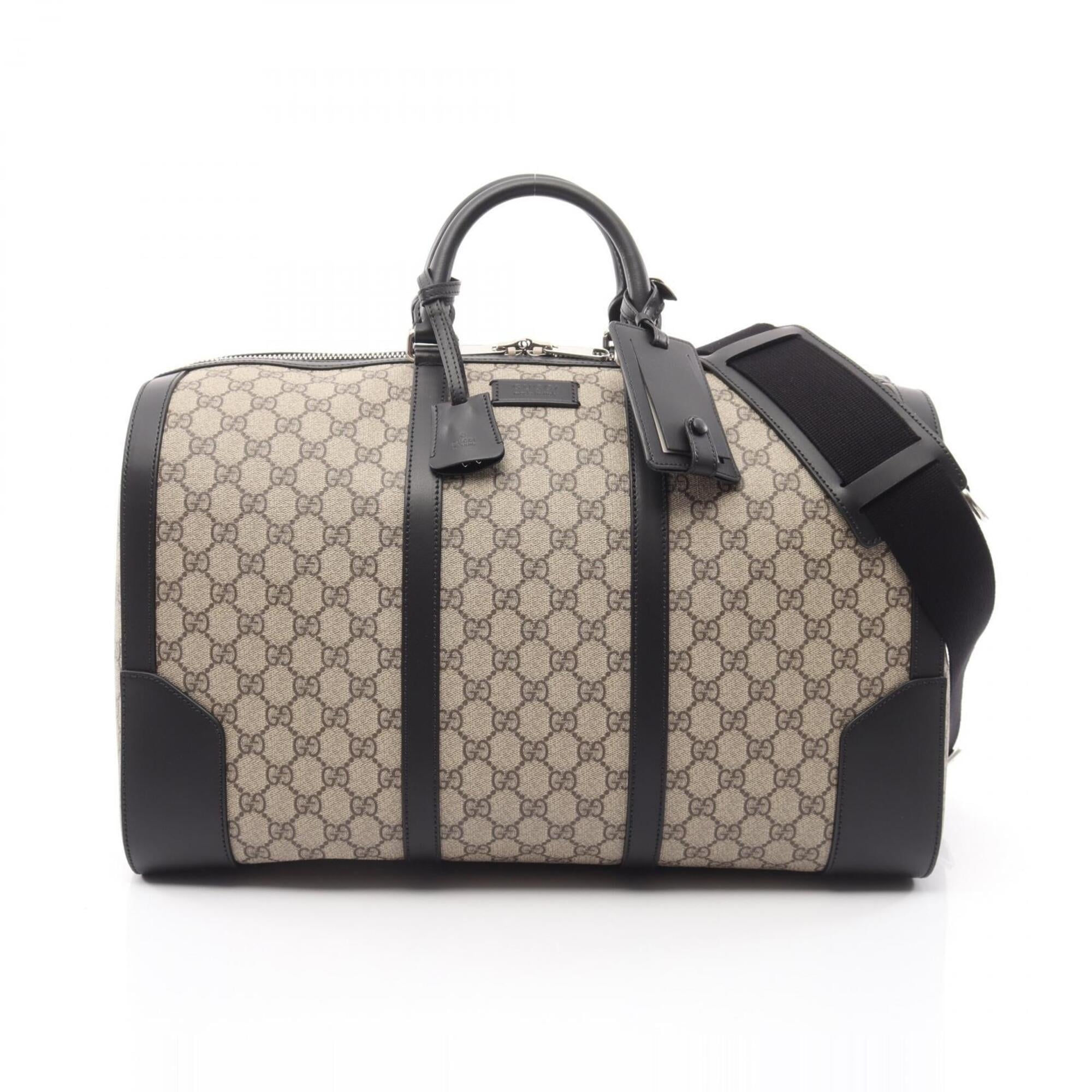 Gucci Beige Black Pvc Leather Boston Bag Handbag (Pre-Owned)