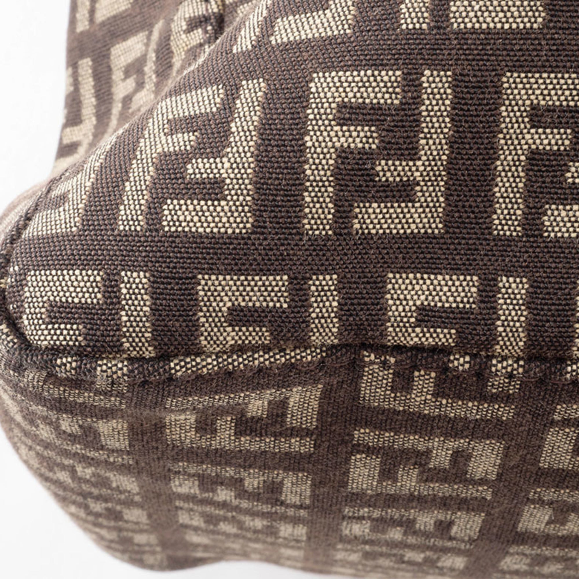 Fendi Zucchino Beige Brown Zucchino Canvas Leather Tote Bag (Pre-Owned)