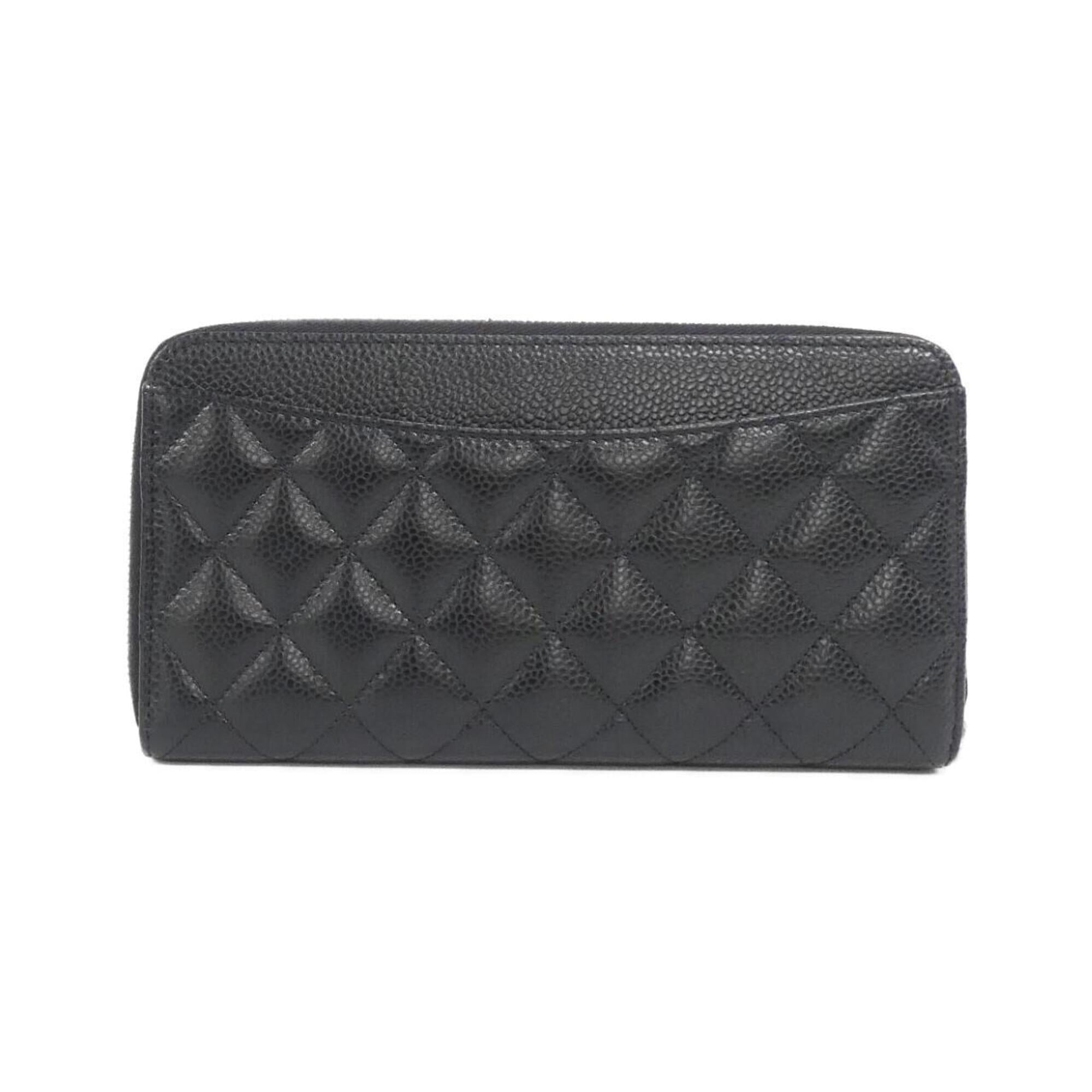 Chanel Black Bordeaux Grained Calfskin Long Wallet (Bi-Fold) (Pre-Owned)