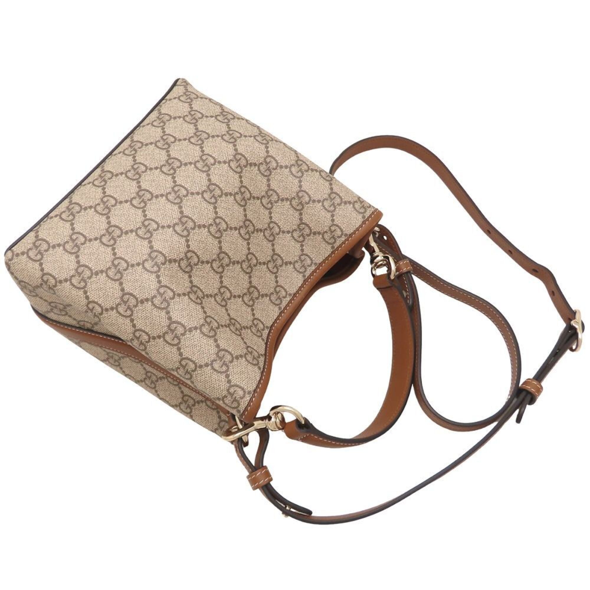 Gucci Beige Dark Brown Gg Supreme Handbag (Pre-Owned)