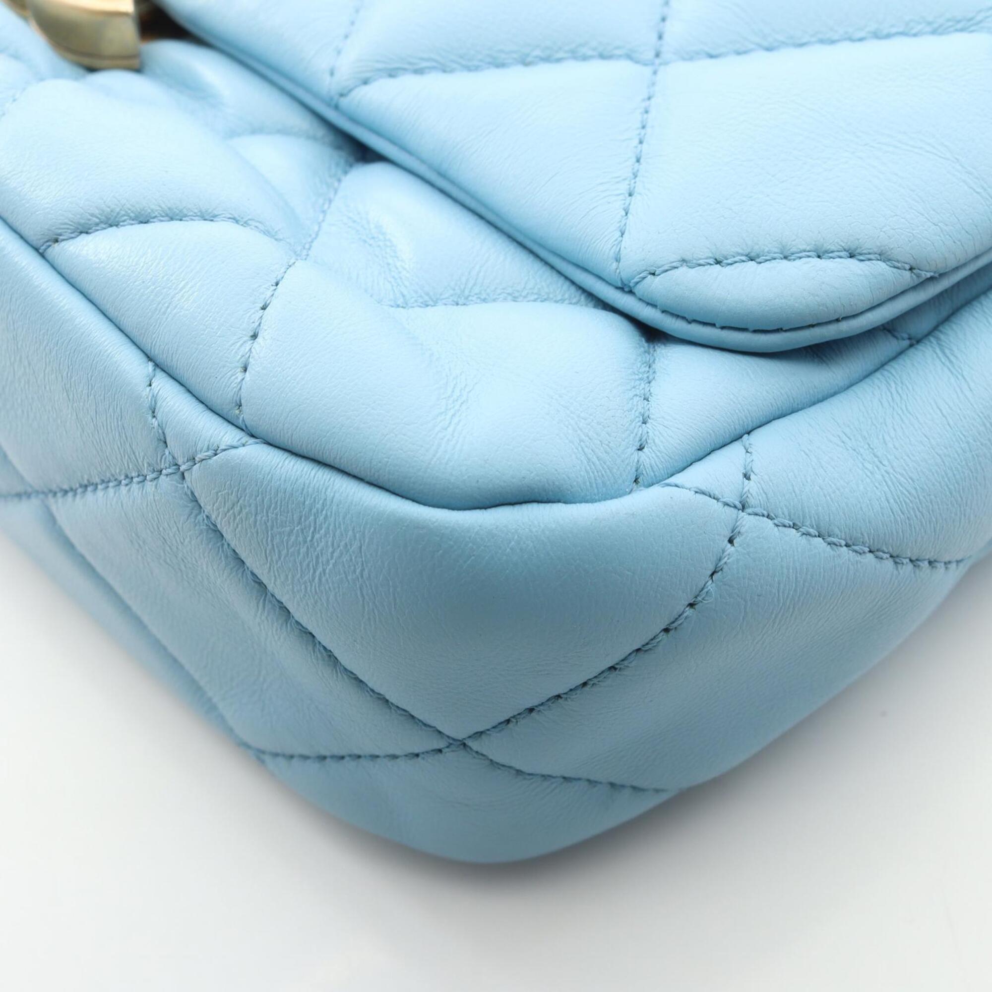 Chanel Blue Leather Handbag Shoulder Bag (Pre-Owned)