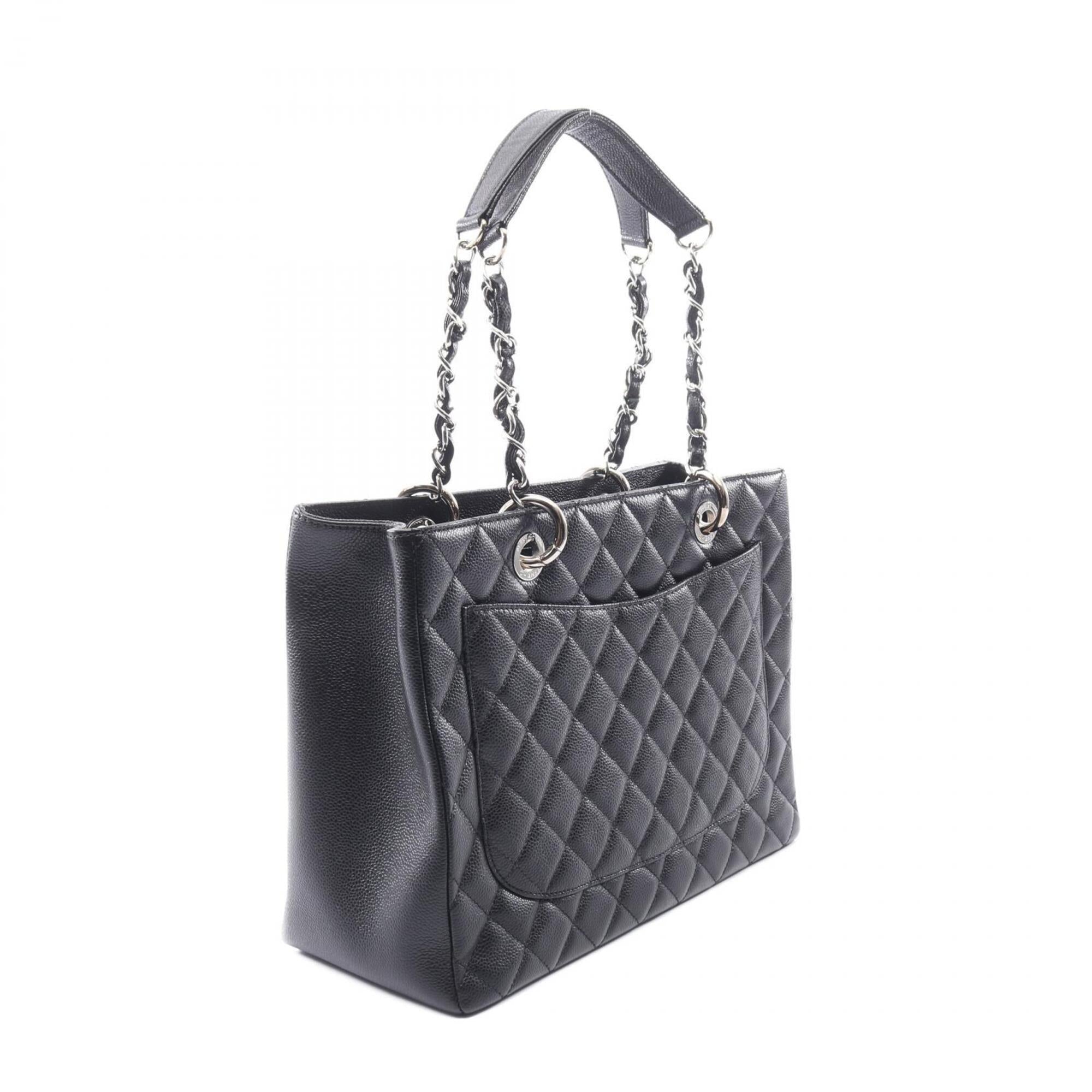 Chanel Black Grained Calfskin Handbag Tote Bag (Pre-Owned)