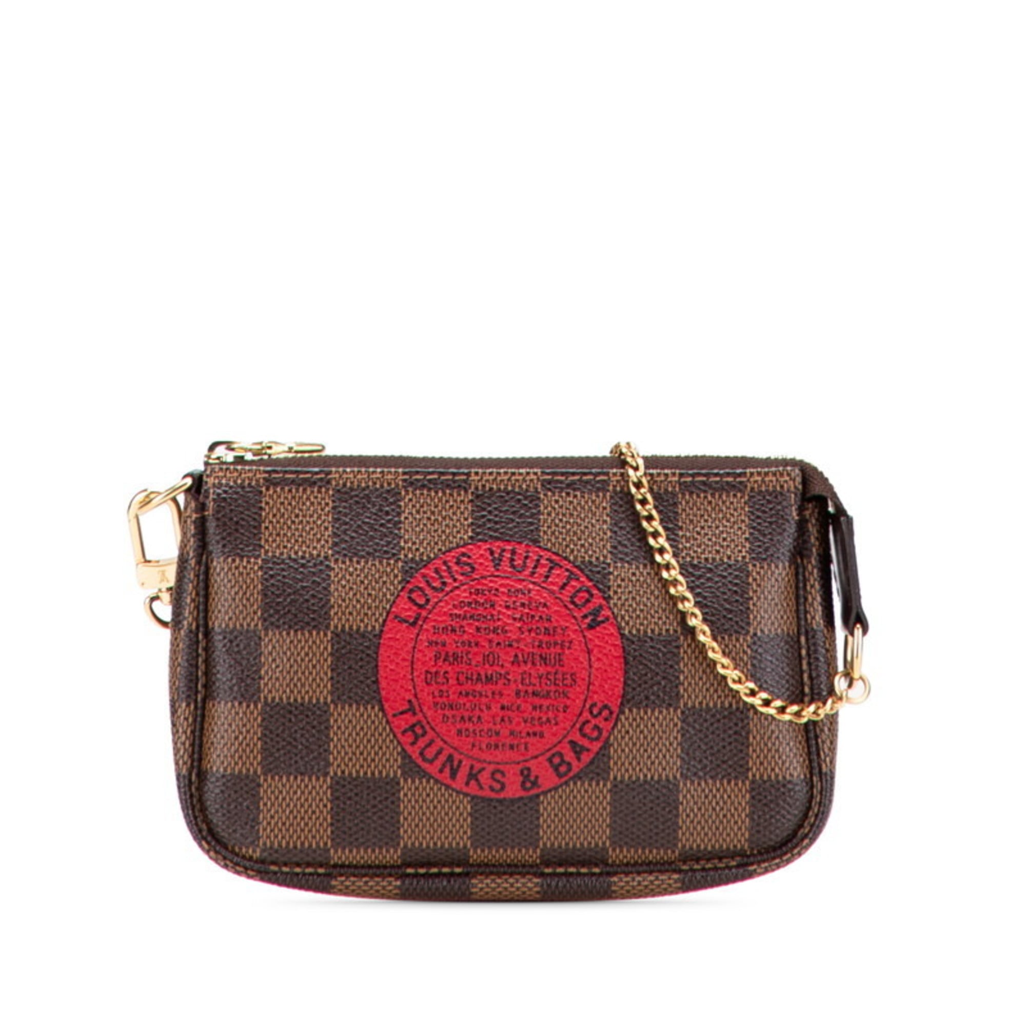 Louis Vuitton Damier Brown Red Color Pvc Leather Handbag Pochette (Pre-Owned)