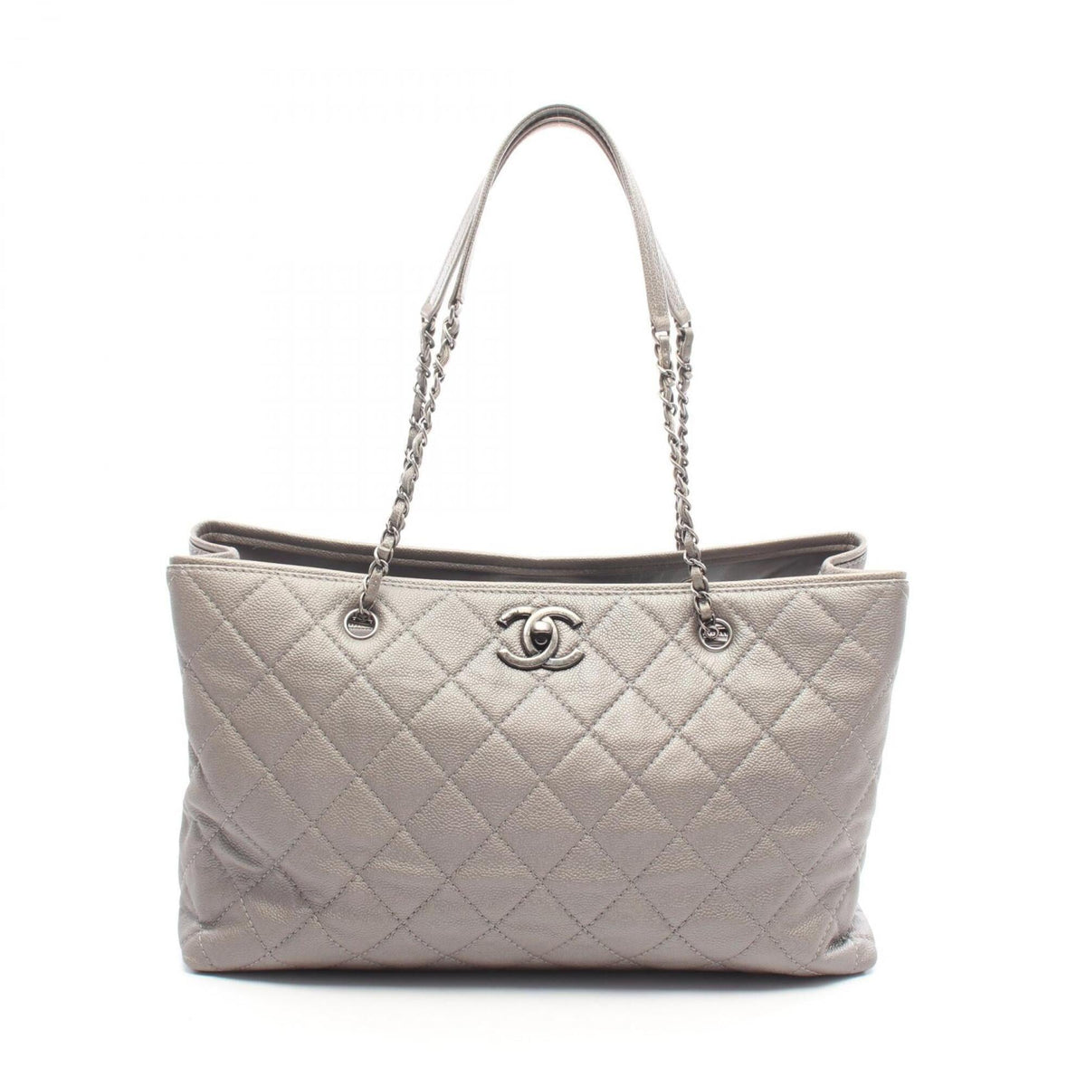 Chanel Silver Grained Calfskin Handbag Tote Bag (Pre-Owned)