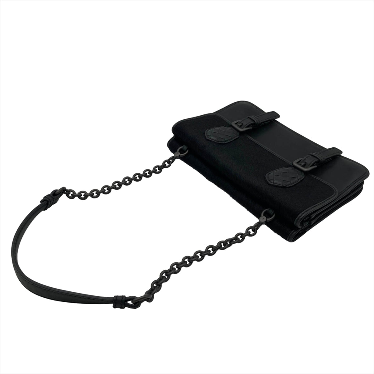 Bottega Veneta Intrecciato Black Leather Shoulder Bag (Pre-Owned)