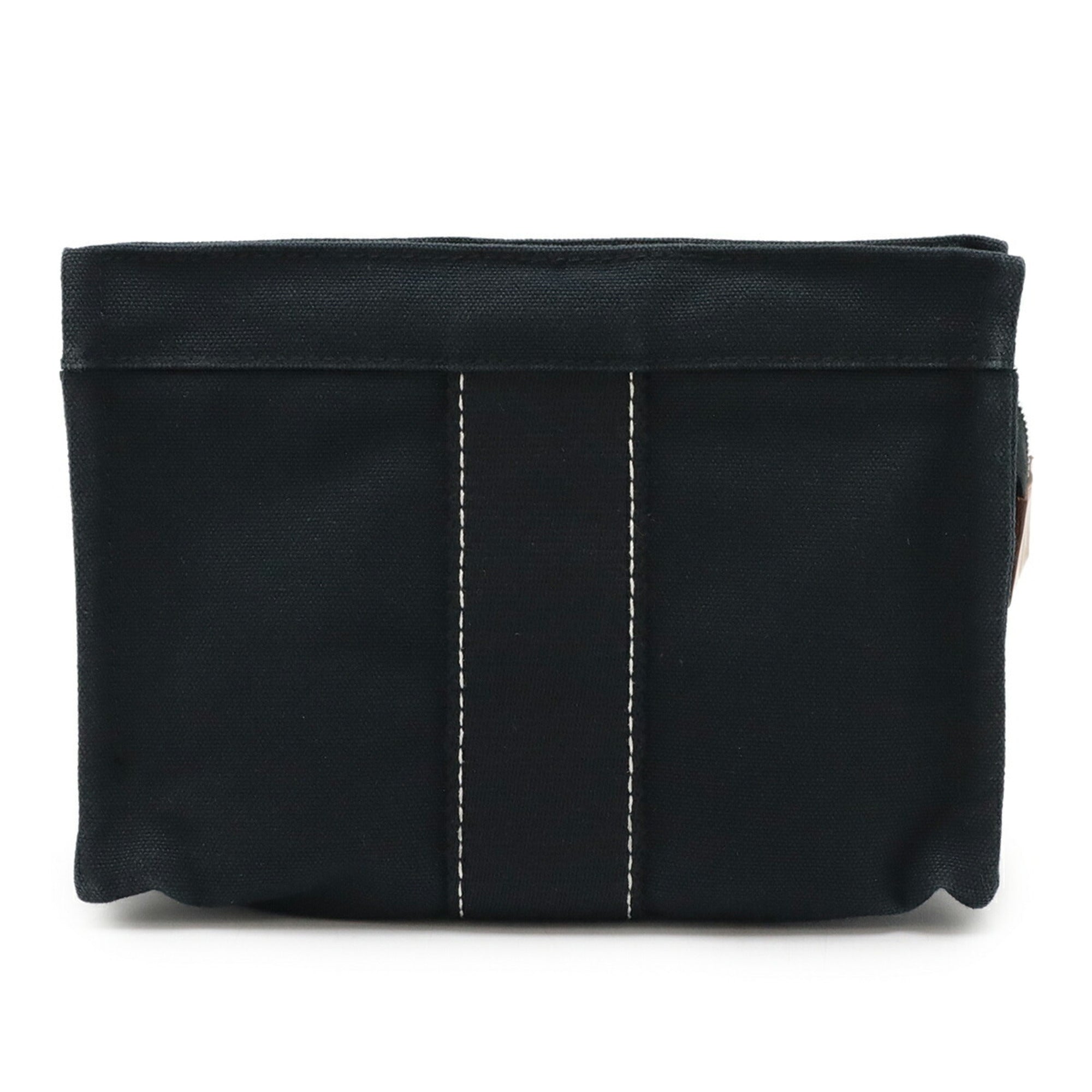 Hermes Deauville Black Canvas Leather Pouch (Pre-Owned)