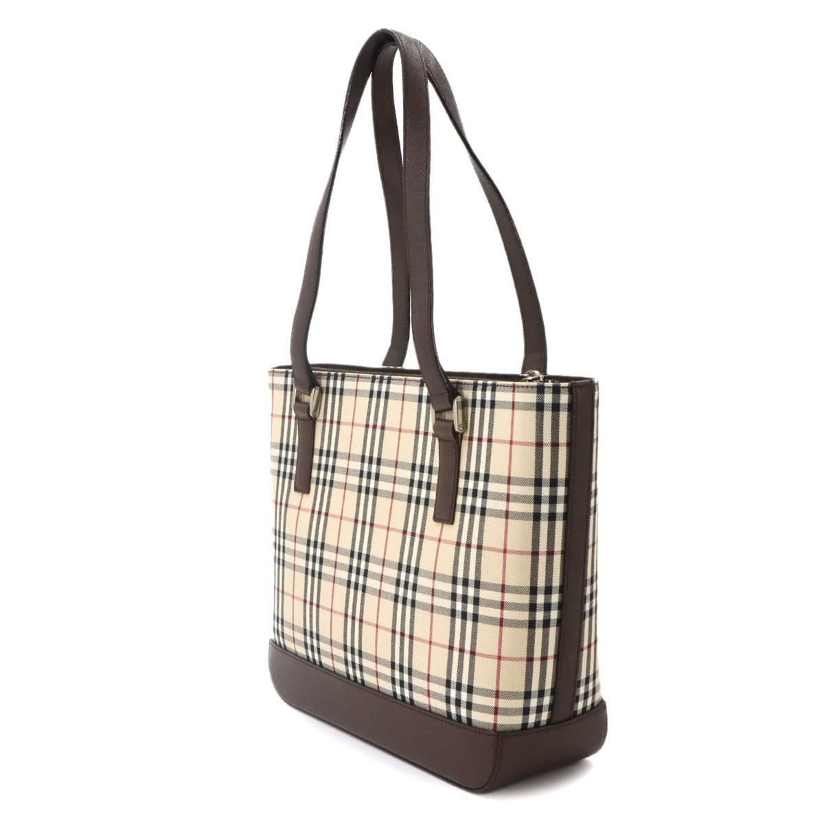 Burberry Beige Brown Canvas Leather Tote Bag (Pre-Owned)