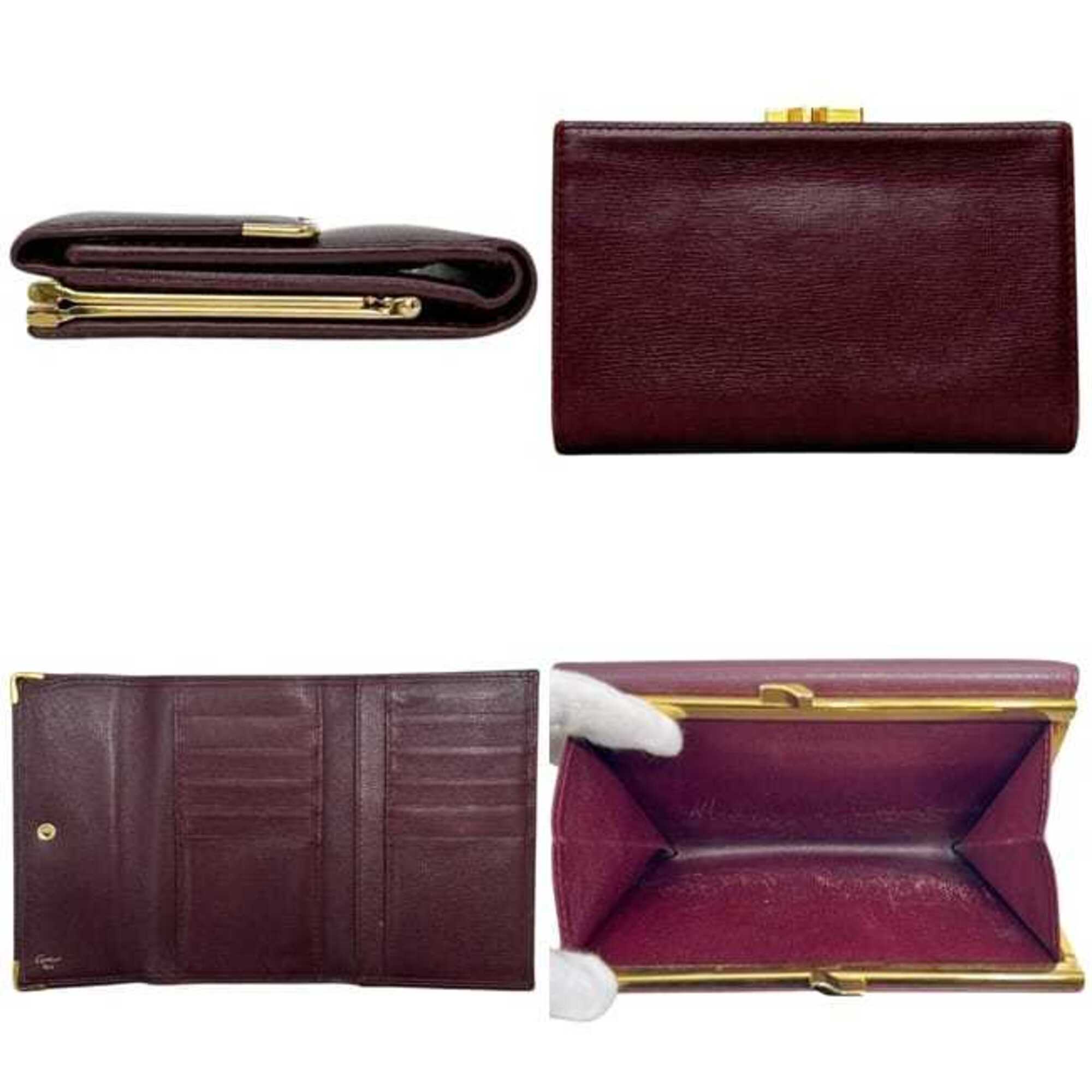 Cartier Bordeaux Wine Red Leather Wallet (Tri-Fold) (Pre-Owned)