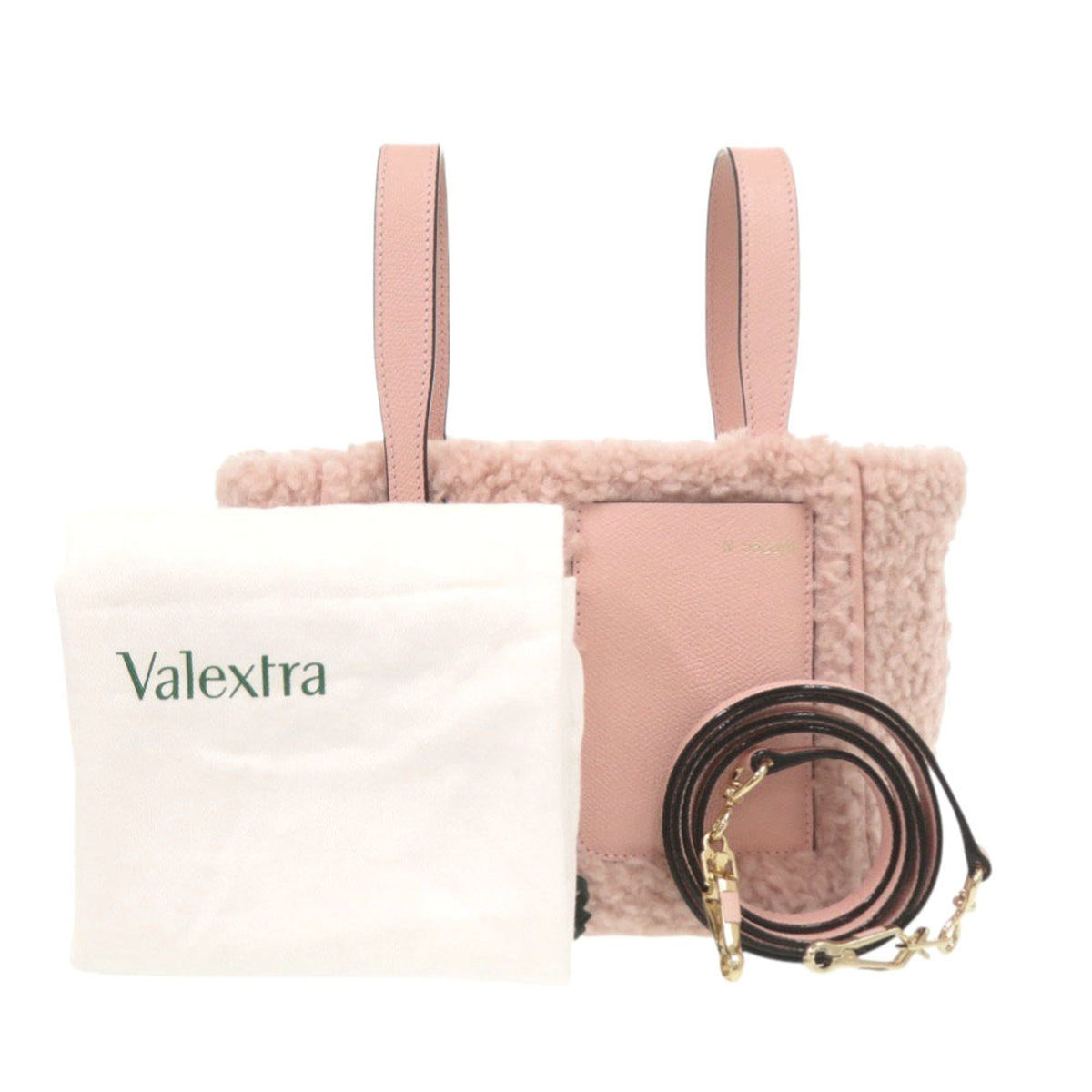 Valextra Pink Leather Wool Handbag (Pre-Owned)