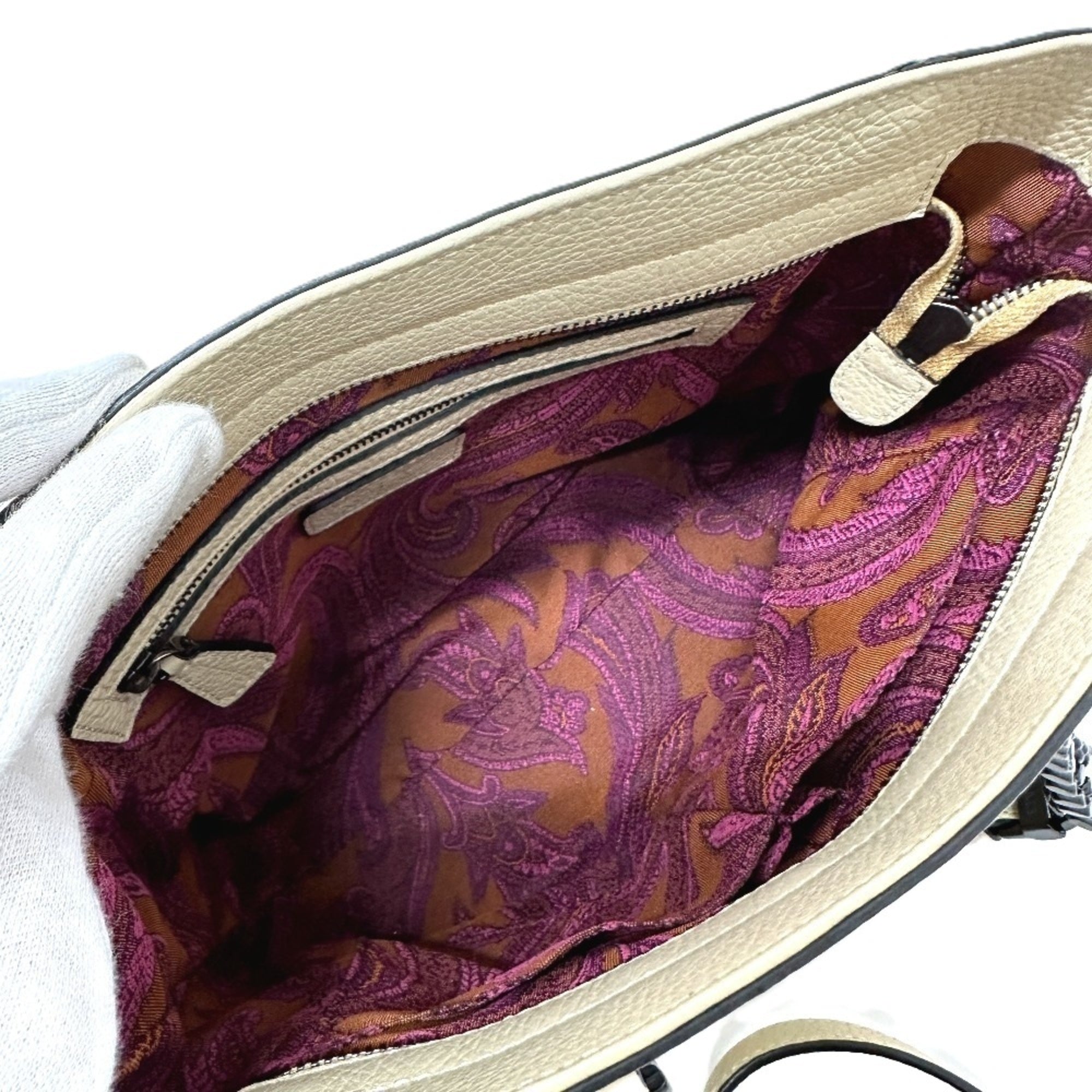Etro Beige Leather Handbag Shoulder Bag (Pre-Owned)