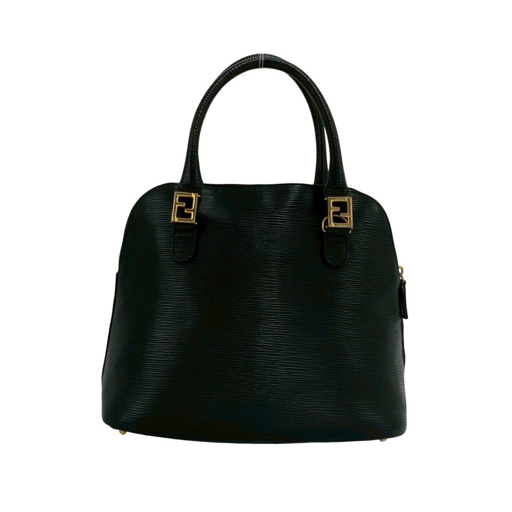 Fendi Black Leather Handbag Tote Bag (Pre-Owned)