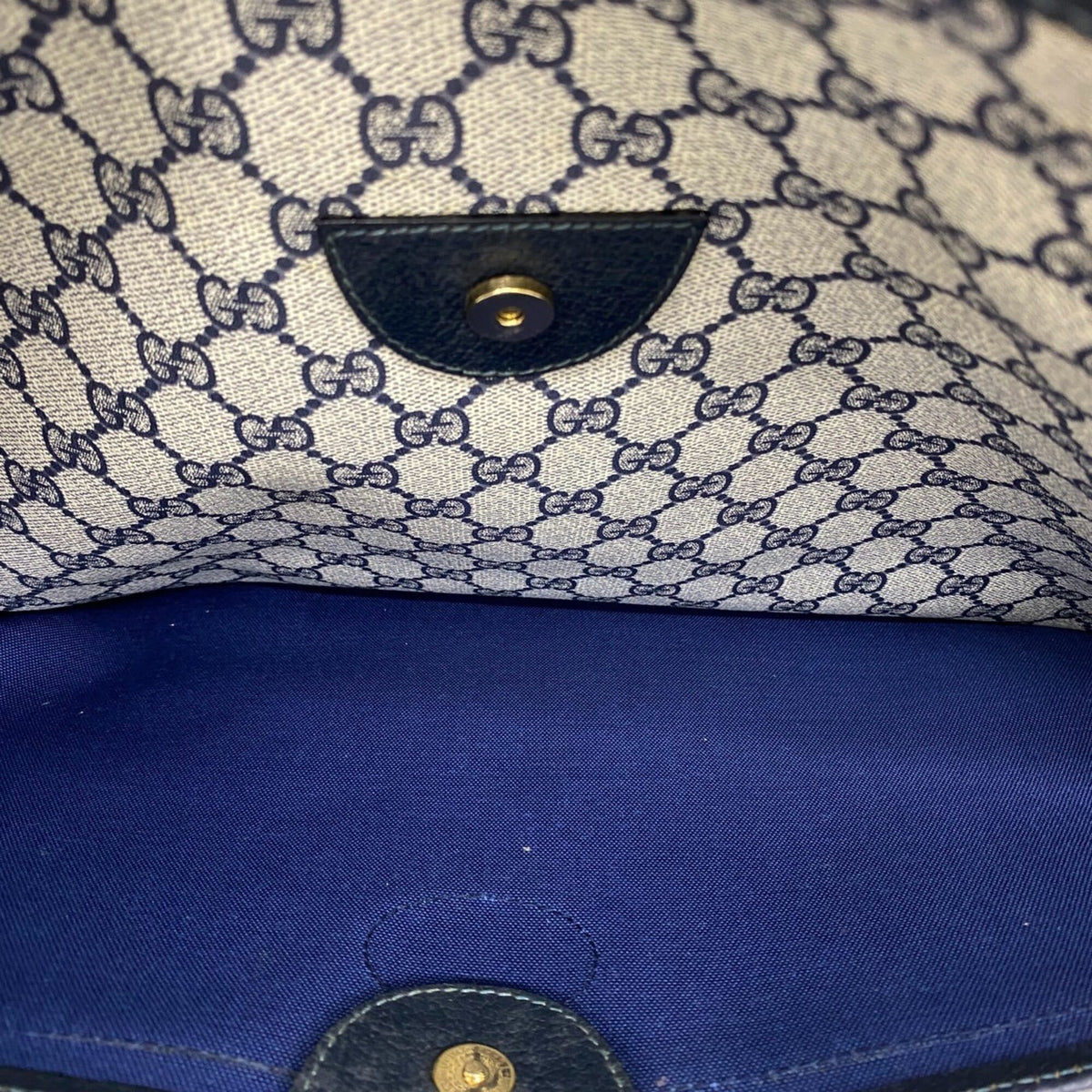 Gucci Navy Red Color Leather Pvc Handbag Tote Bag (Pre-Owned)