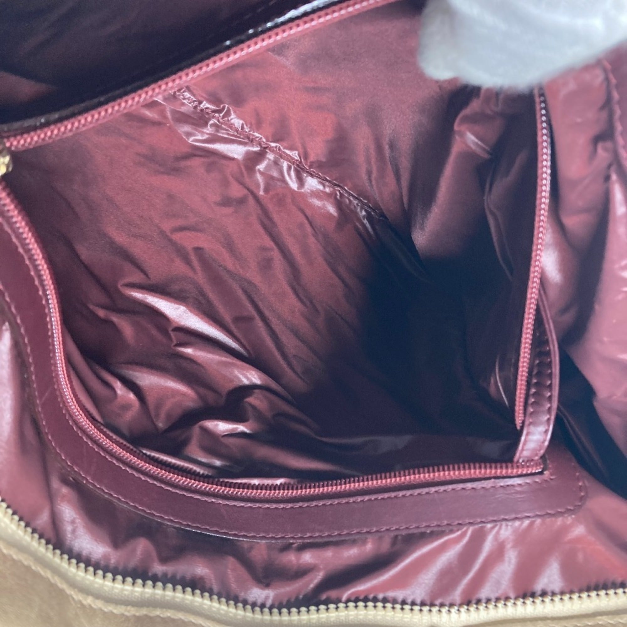 Chanel Coco Cocoon Beige Wine Nylon Leather Shoulder Bag Tote Bag (Pre-Owned)