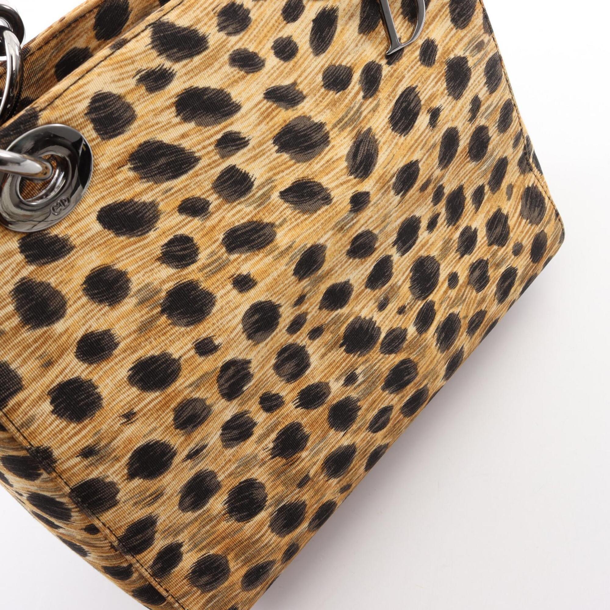 Christian Dior Beige Black Canvas Handbag (Pre-Owned)