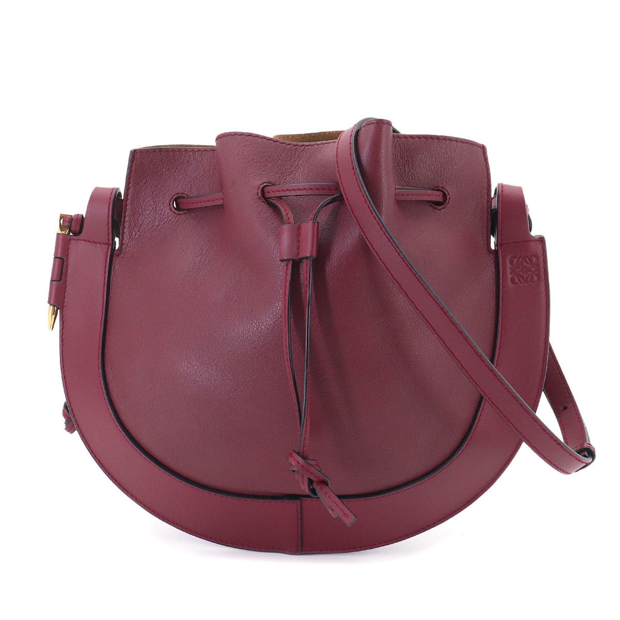 Loewe Bordeaux Leather Handbag Shoulder Bag (Pre-Owned)