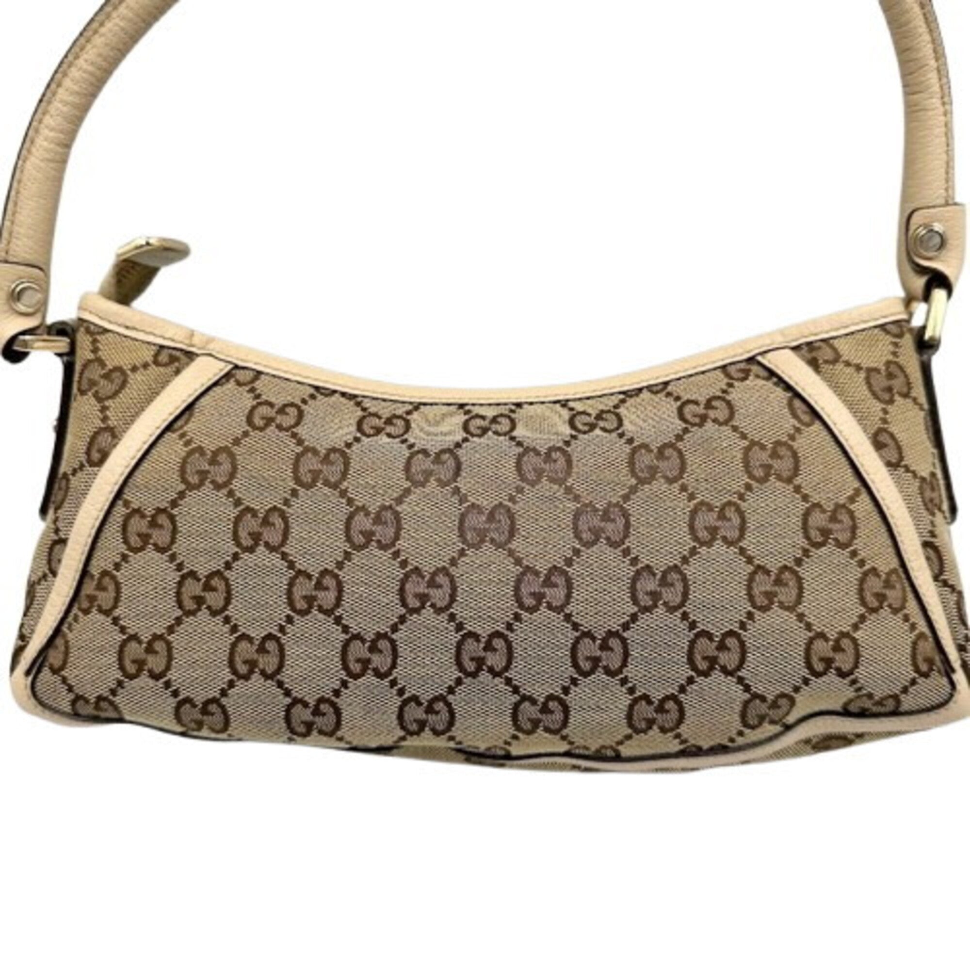 Gucci Abbey Beige Canvas Shoulder Bag (Pre-Owned)