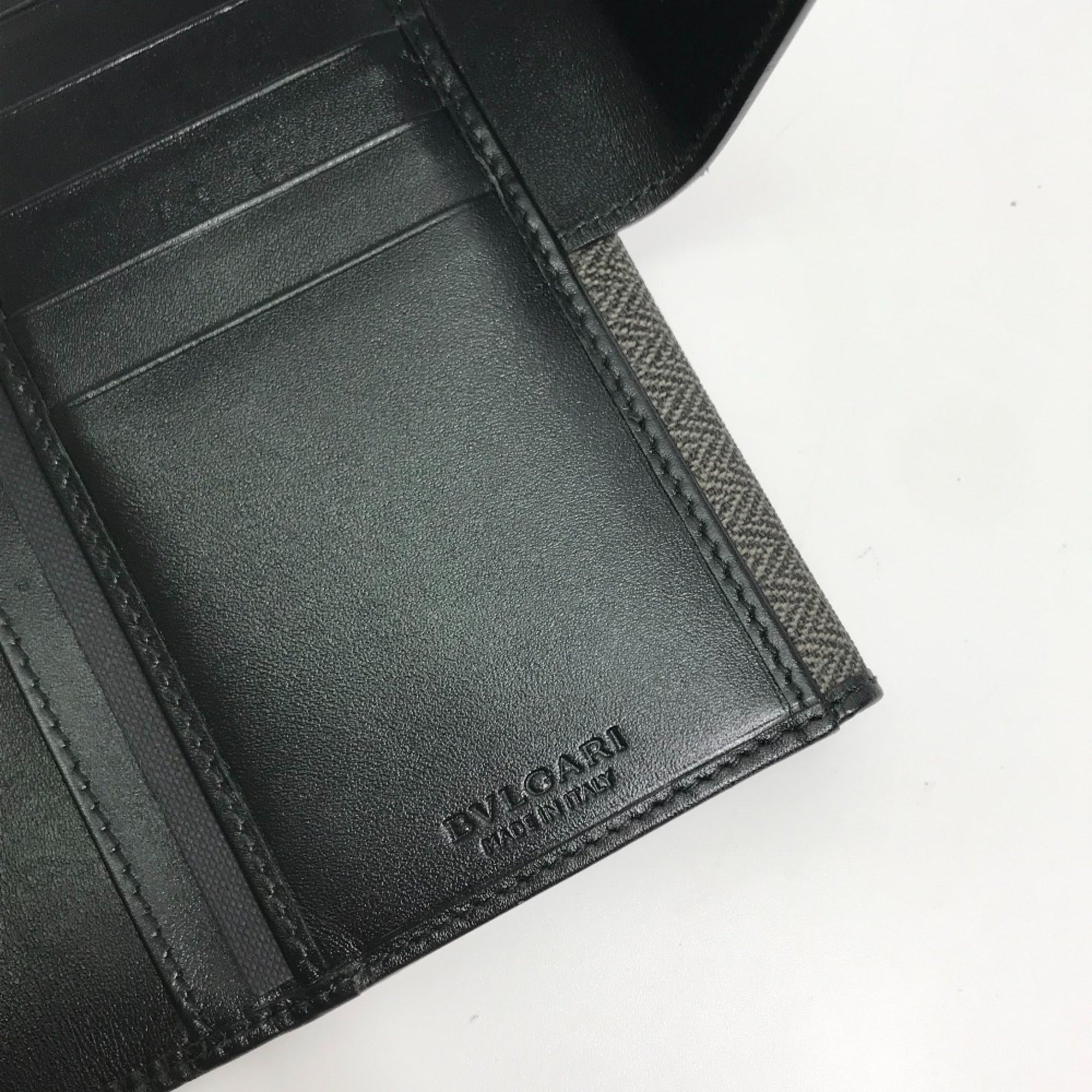 Bvlgari Gray Pvc Leather Long Wallet (Bi-Fold) (Pre-Owned)