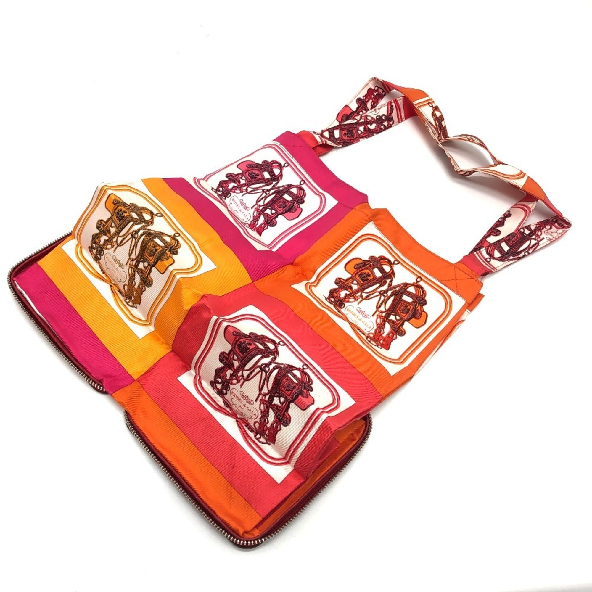 Hermes Red Color Rouge H Buffle Skipper Leather Silk Eco-Bag Shopping Bag Tote Bag (Pre-Owned)