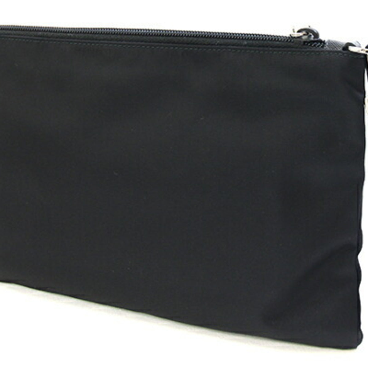 Prada Black Navy Nylon Leather Clutch Bag Handbag (Pre-Owned)