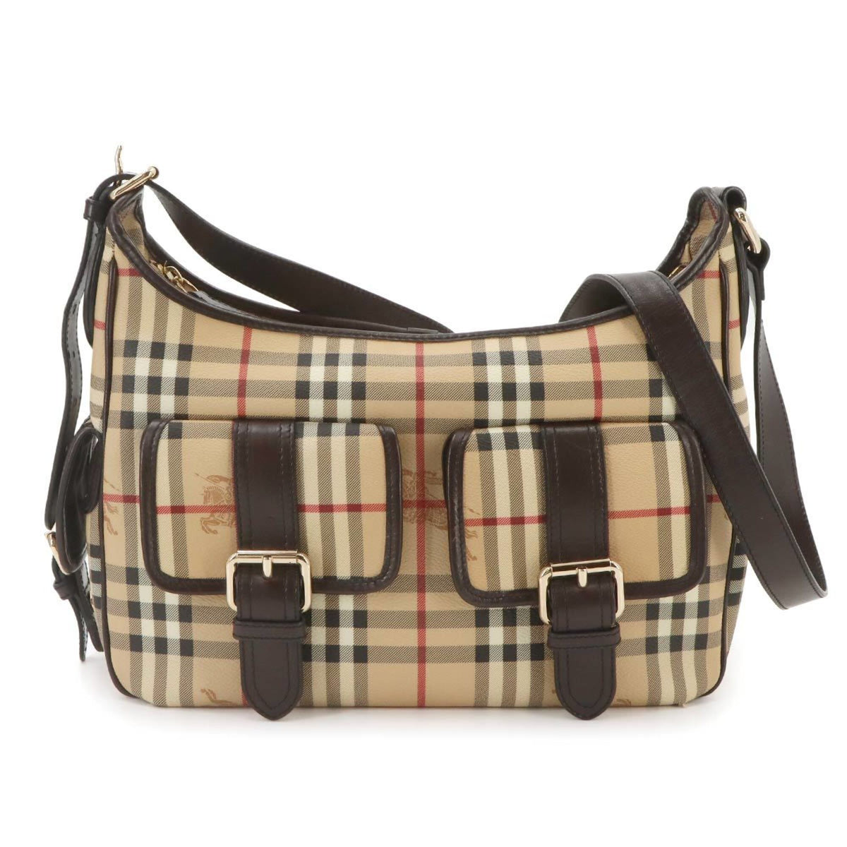Burberry Beige Brown Pvc Leather Handbag Shoulder Bag (Pre-Owned)