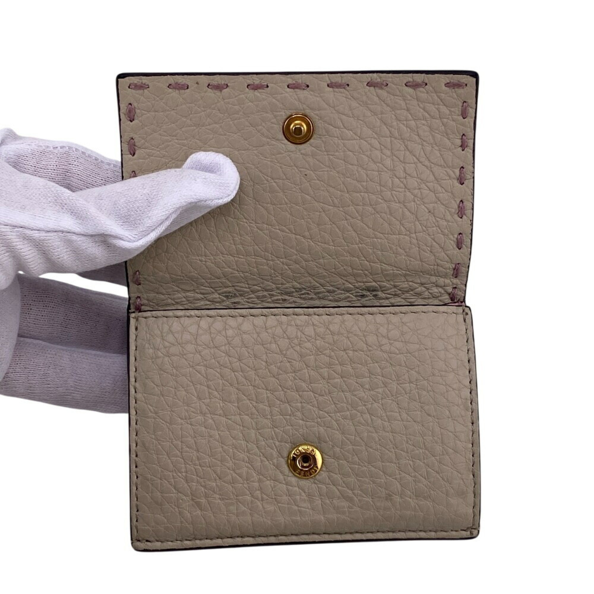 Fendi Beige Leather Wallet (Tri-Fold) (Pre-Owned)