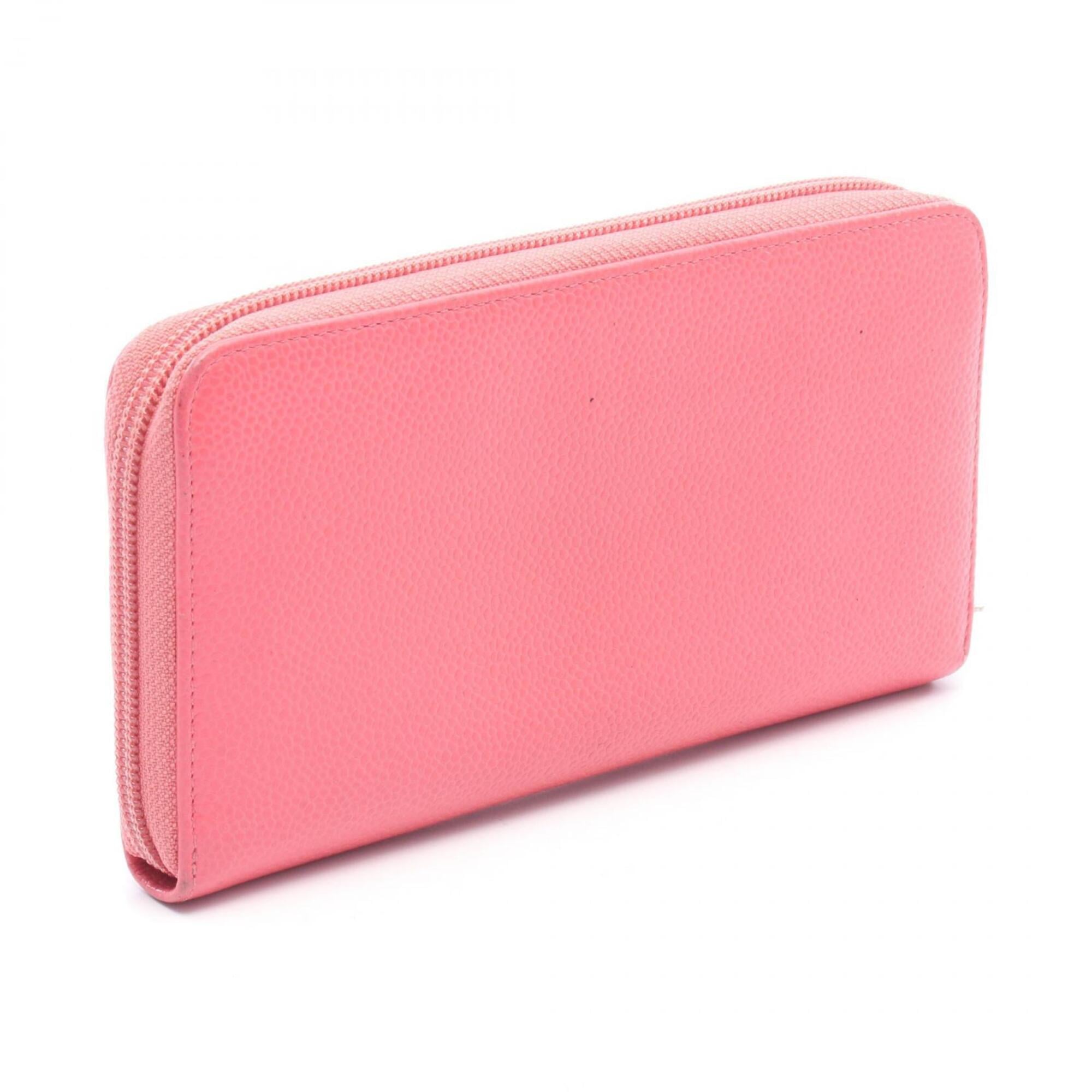 Chanel Pink Grained Calfskin Long Wallet (Bi-Fold) (Pre-Owned)