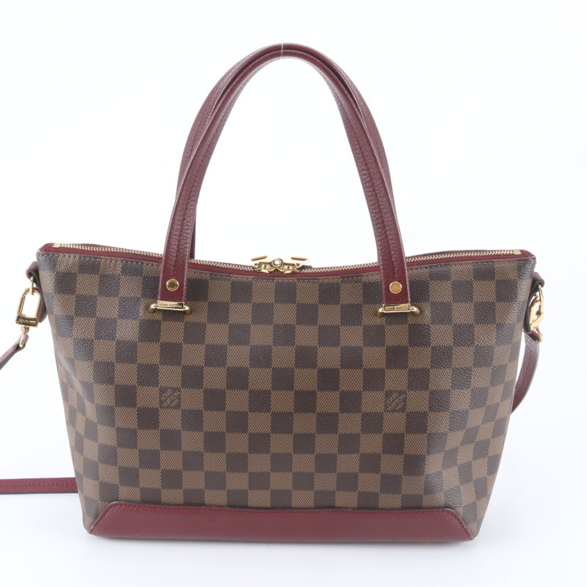 Louis Vuitton Brown Fuchsia Leather Coated Canvas Handbag Shoulder Bag Tote Bag (Pre-Owned)