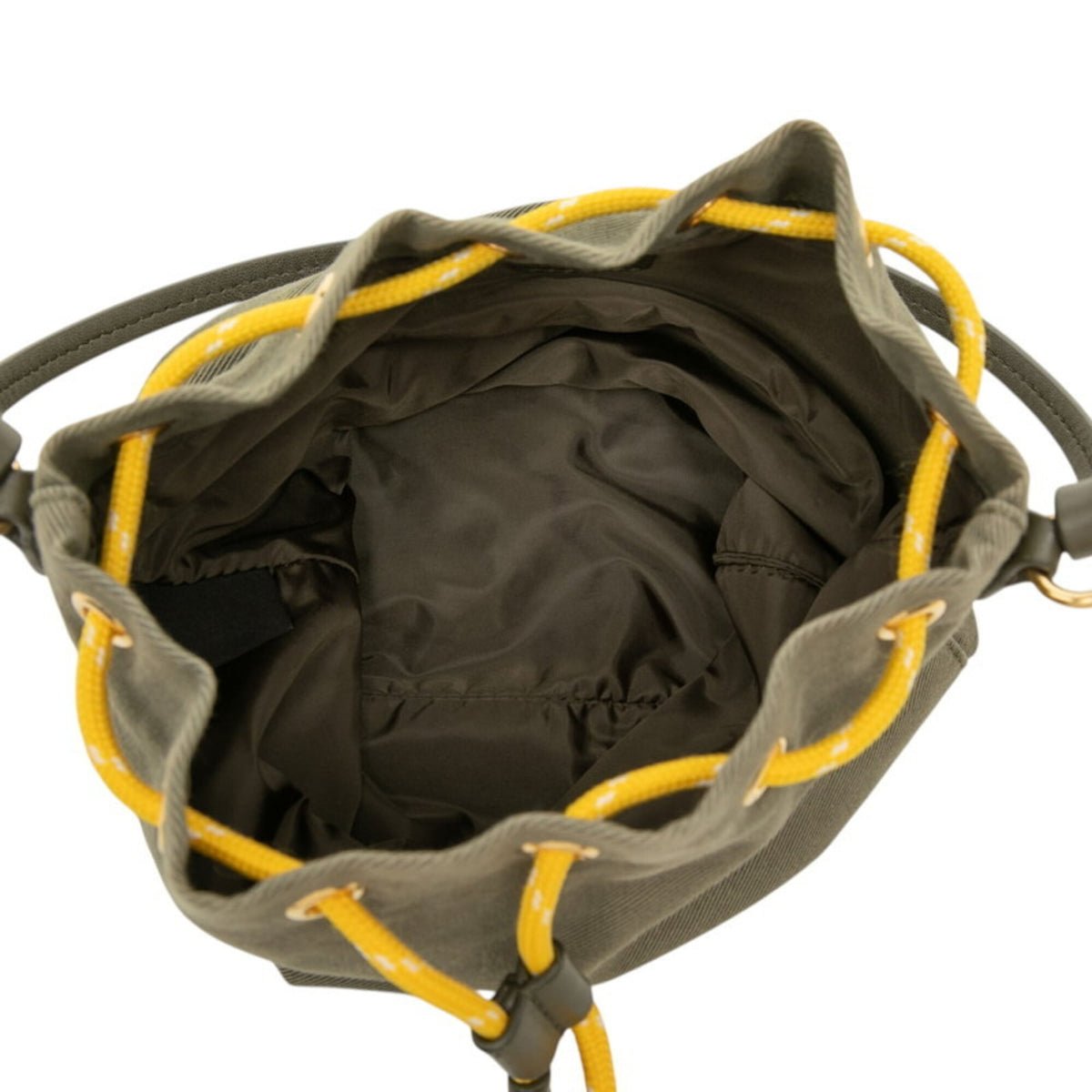 Miu Miu Green Khaki Yellow Canvas Leather Handbag Shoulder Bag (Pre-Owned)