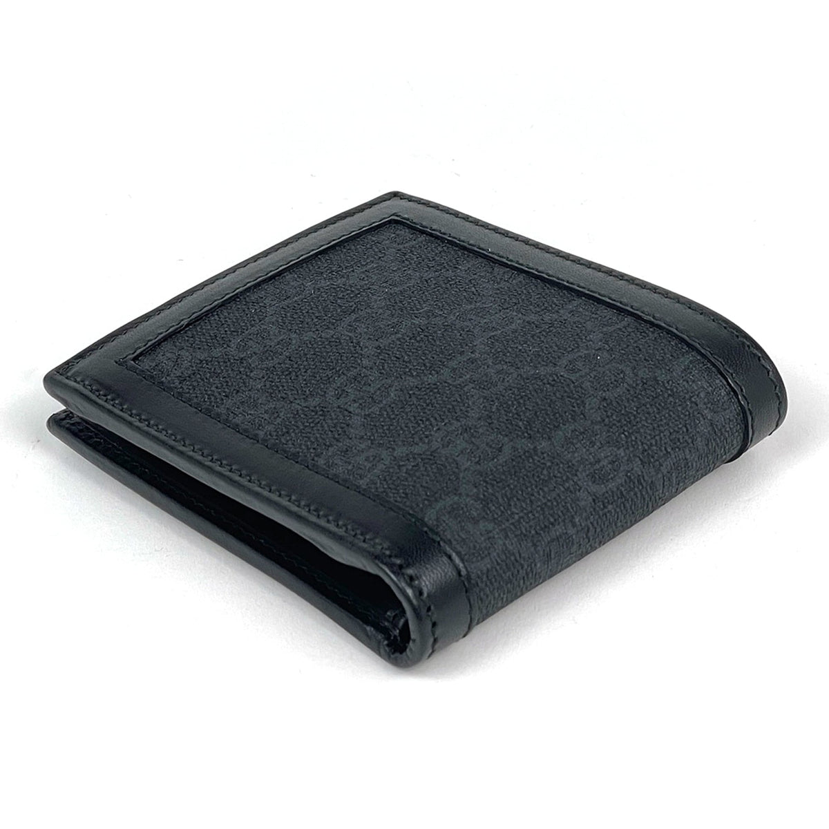Gucci Gg Supreme Black Coated Canvas Leather Wallet (Bi-Fold) (Pre-Owned)