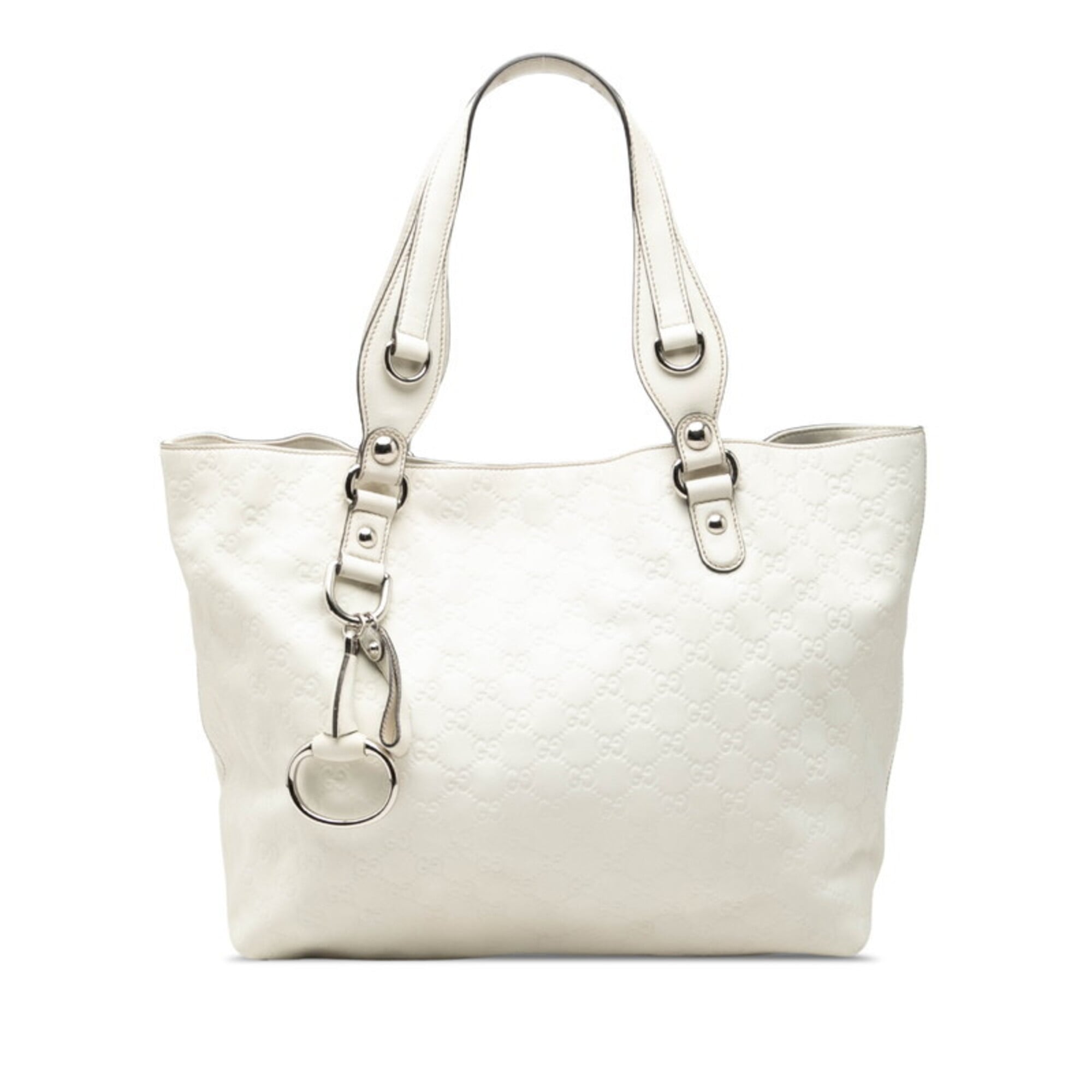 Gucci White Leather Shoulder Bag Tote Bag (Pre-Owned)