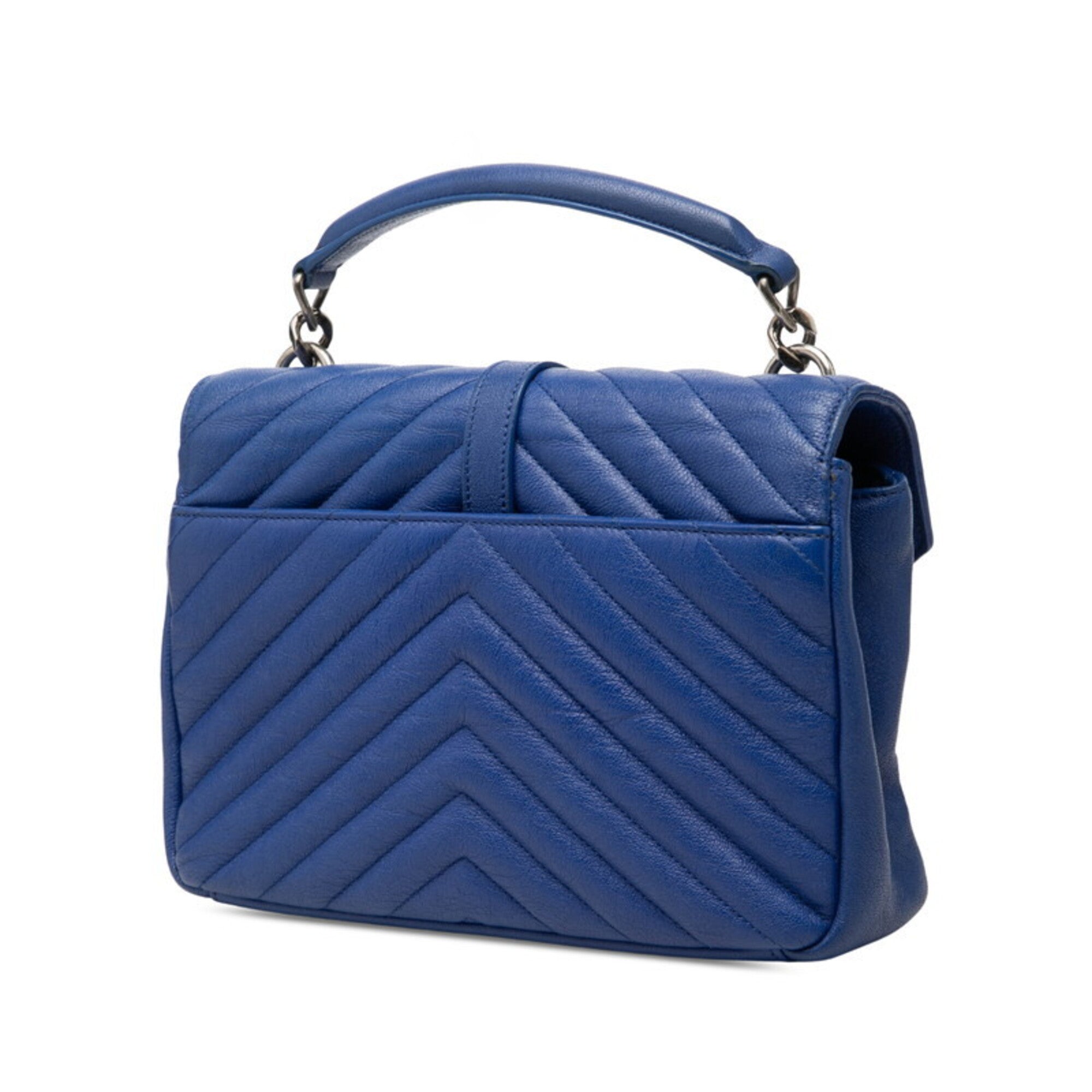 Saint Laurent Blue Leather Handbag Shoulder Bag (Pre-Owned)