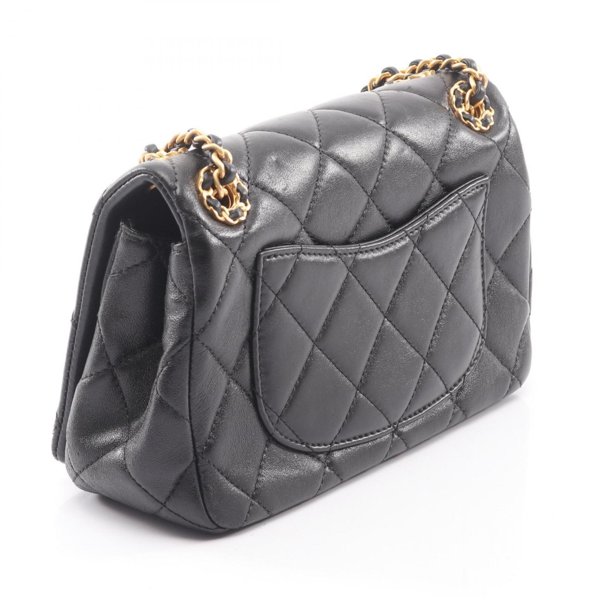 Chanel Black Leather Handbag Shoulder Bag (Pre-Owned)
