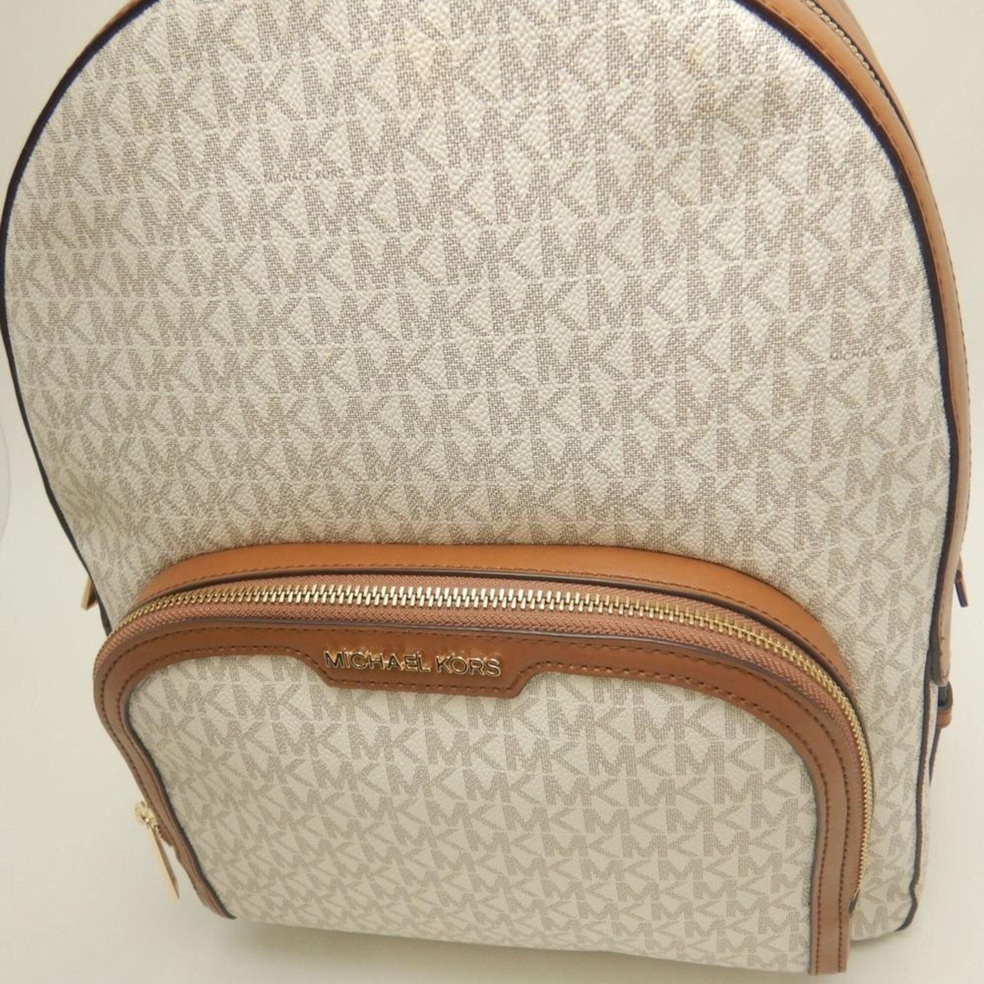 Michael Kors Brown Coated Canvas Leather Backpack (Pre-Owned)