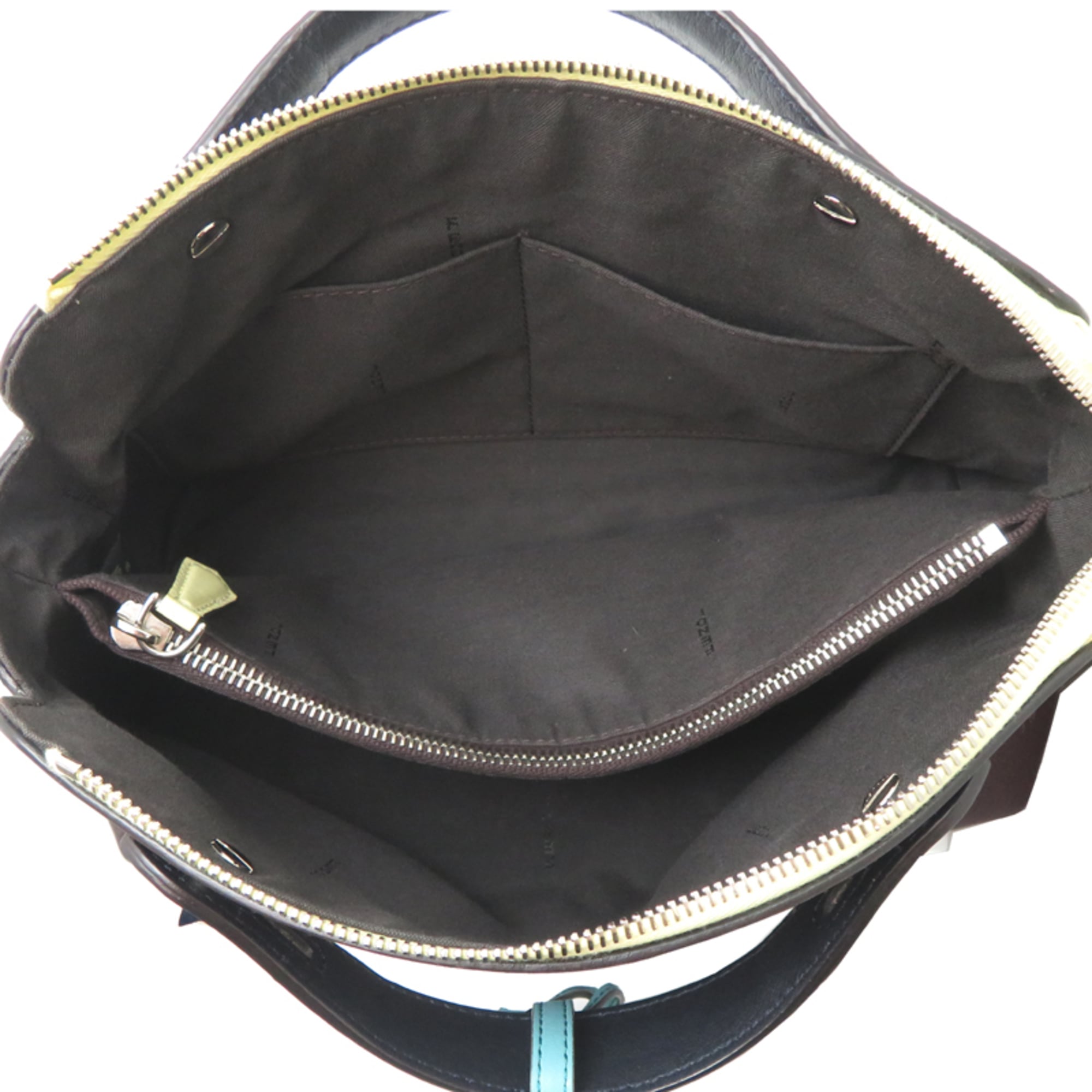 Fendi Black Bordeaux Yellow Leather Handbag (Pre-Owned)
