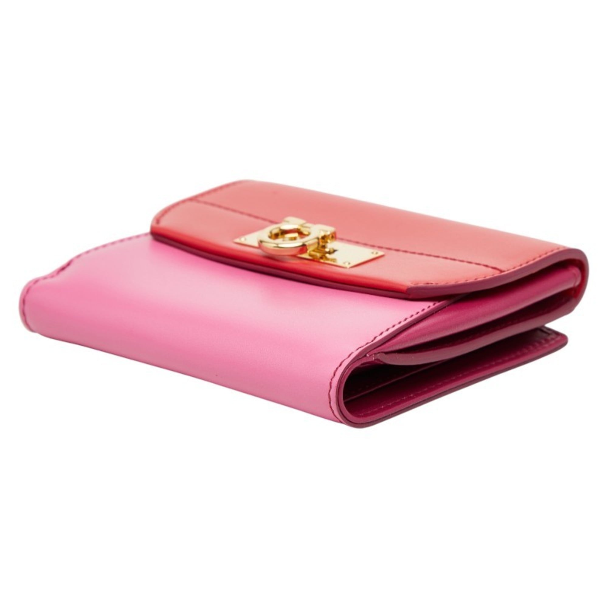 Salvatore Ferragamo Pink Red Color Leather Wallet (Bi-Fold) (Pre-Owned)