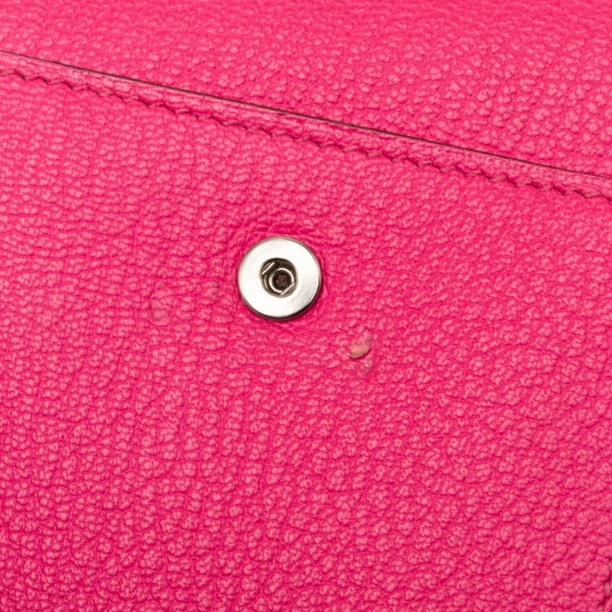 Hermes Pink Rose Shocking Chevre Leather Wallet (Tri-Fold) (Pre-Owned)
