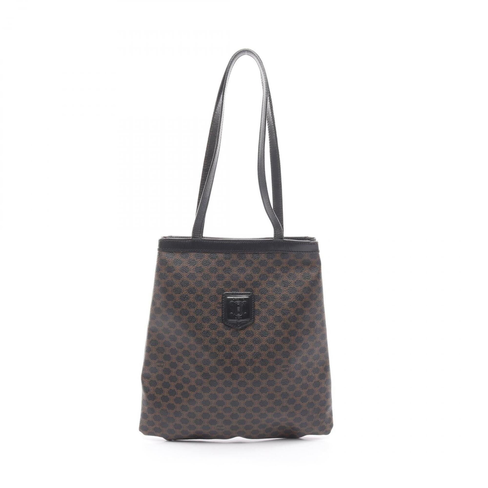 Celine Black Brown Coated Canvas Leather Handbag Tote Bag (Pre-Owned)